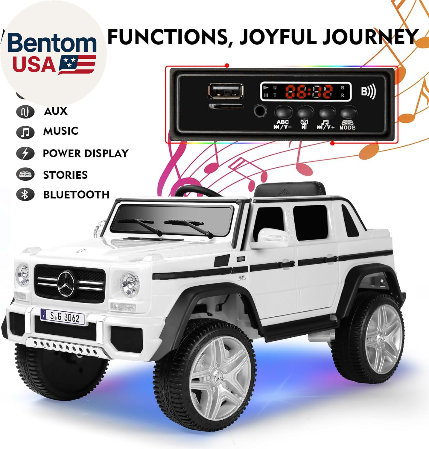 JOYLDIAS Kids Ride on Cars, Licensed Mercedes-Benz Maybach G650S, 12V7AH Battery