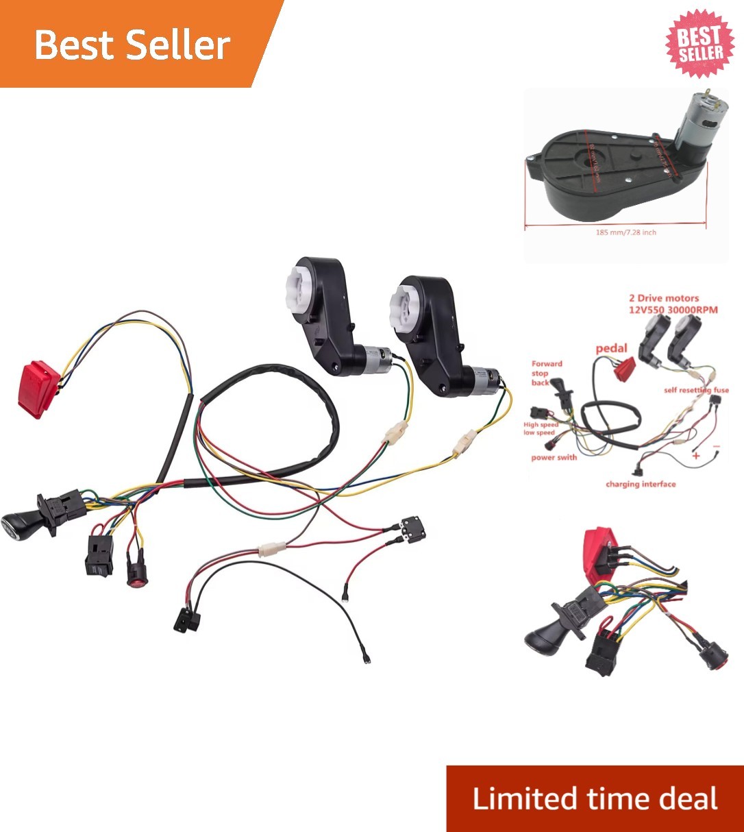 Kids DIY Electric Car Accessory Set – High-Speed Gearbox & Wires Included