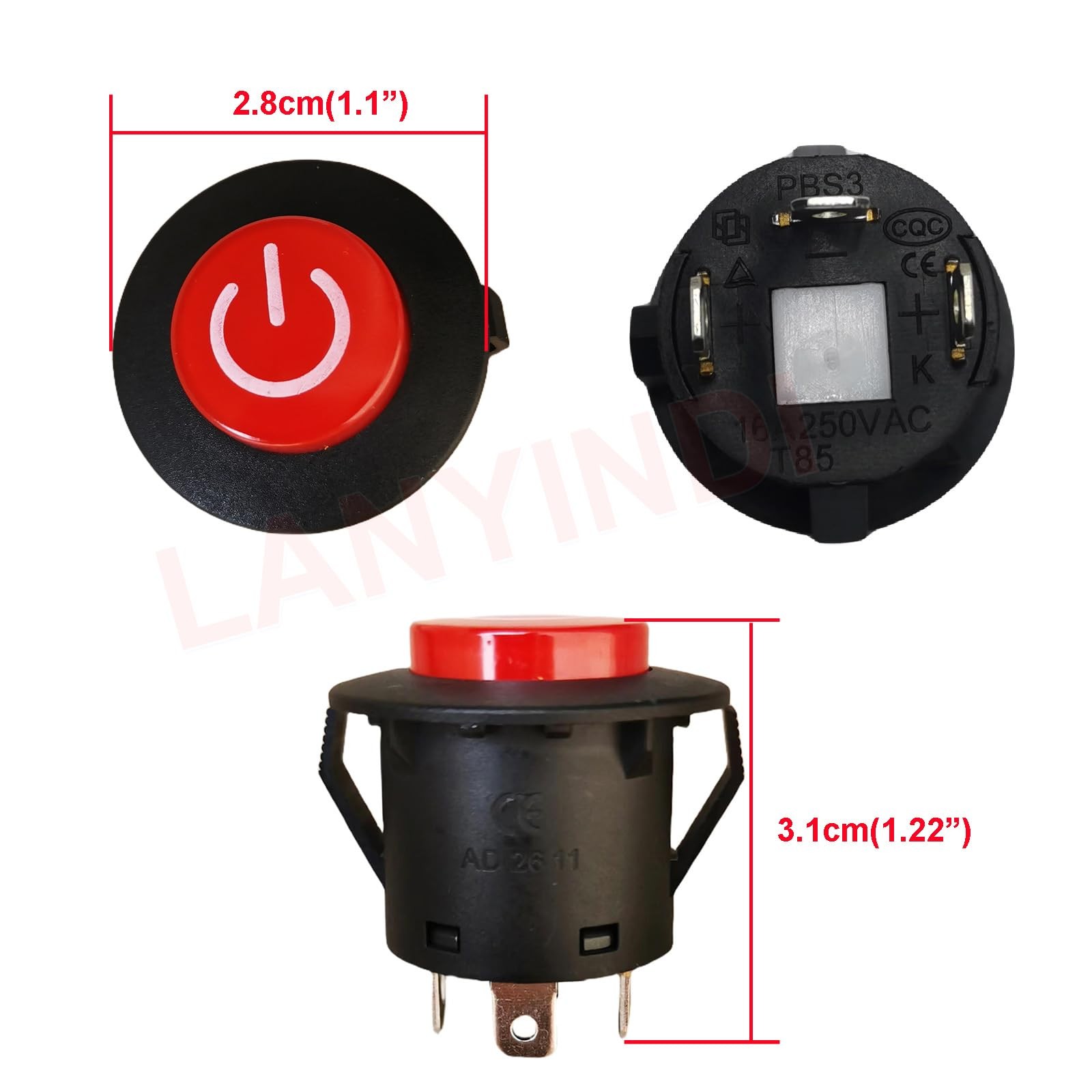 2 Pcs Power Button Switch Push Start Replacement Parts for Kids Ride On Toy