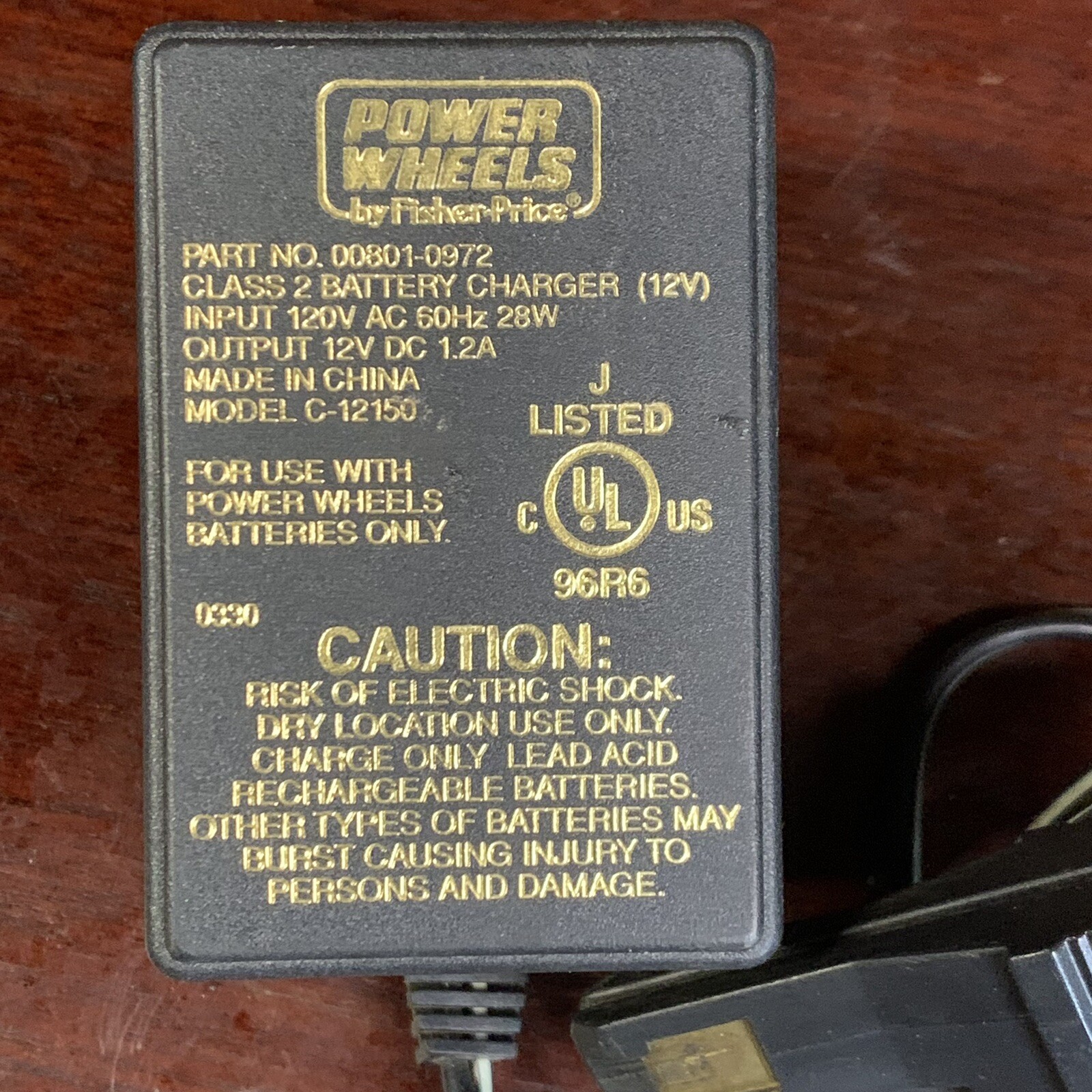 Fisher Price Power Wheels 00801-0972 Class 2 Battery Adapter Charger 12V OEM
