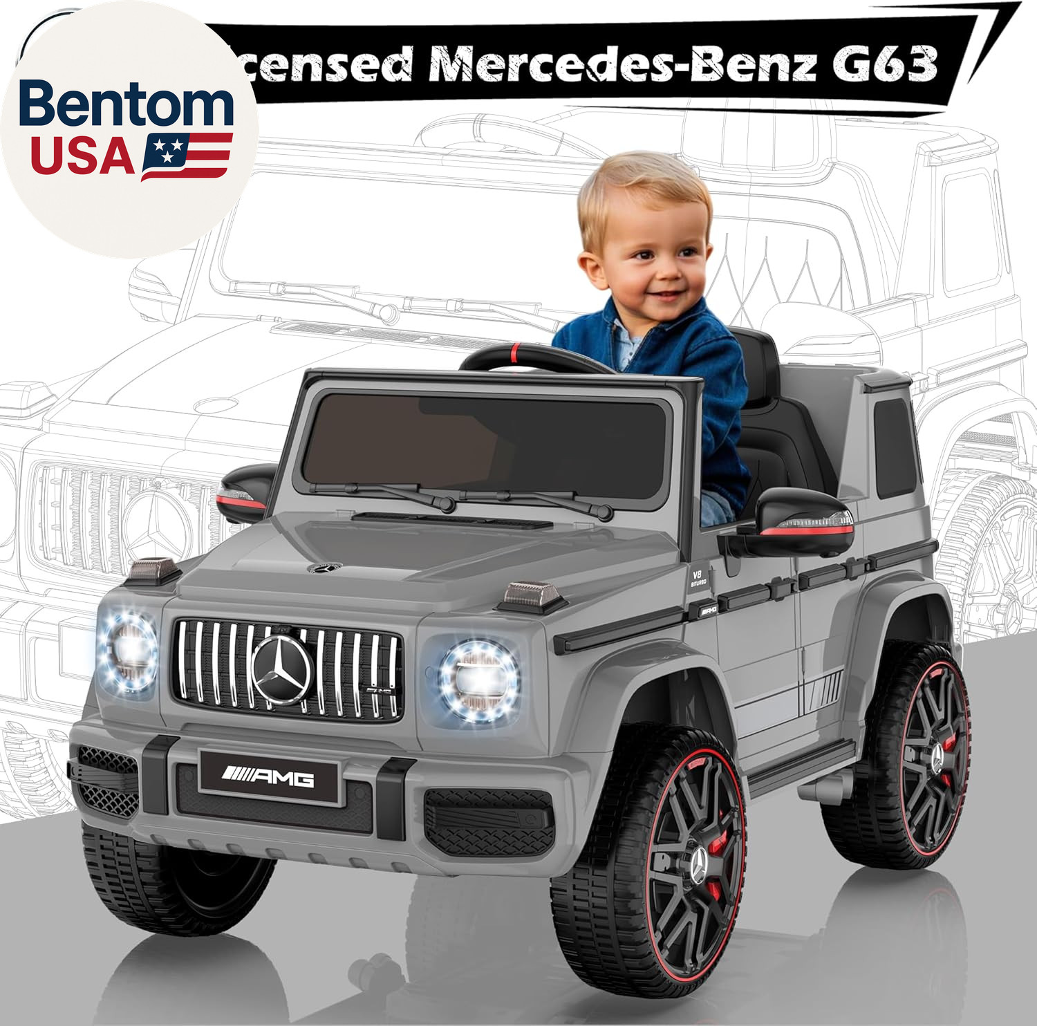 Licensed Mercedes-Benz G63 Car for Kids, 12V Ride on Car W/Parent Remote Control