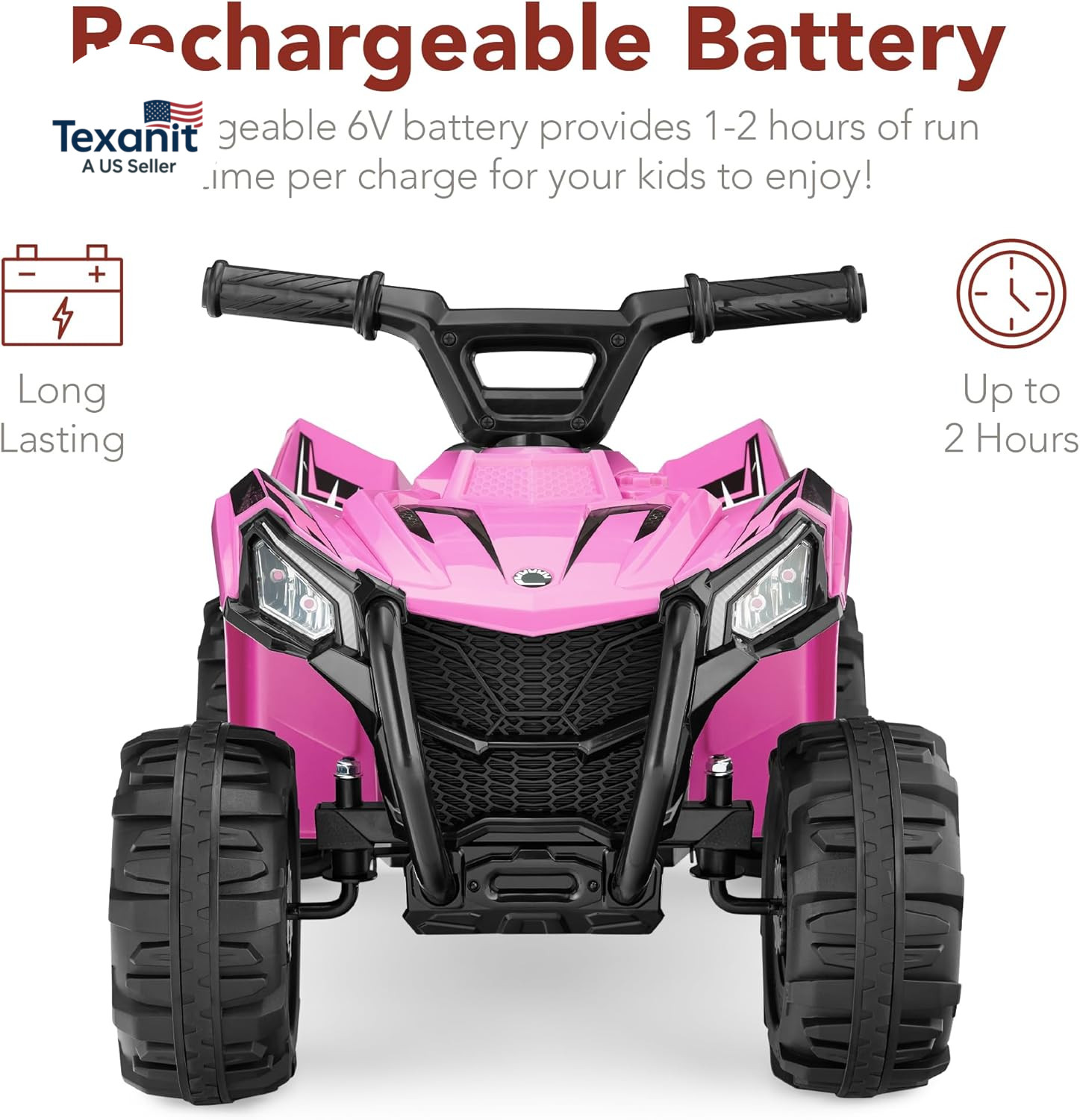 6V Kids Ride on Toy, 4-Wheeler Quad ATV Play Car W/ 1.8MPH Max Speed, Treaded Ti