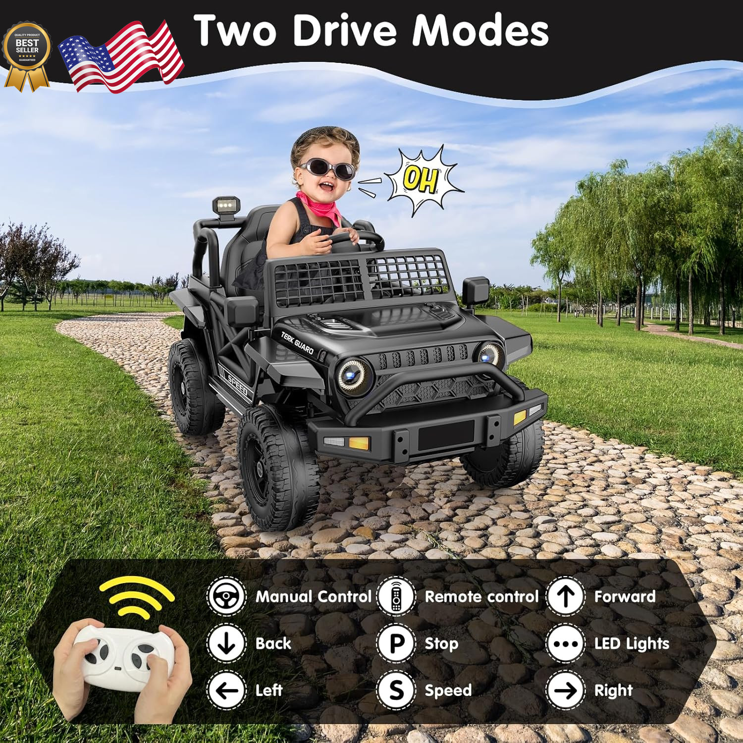 Ride On Truck 12V7AH Electric Jeep Car 1-3 Power Wheels w/Parent Remote Control