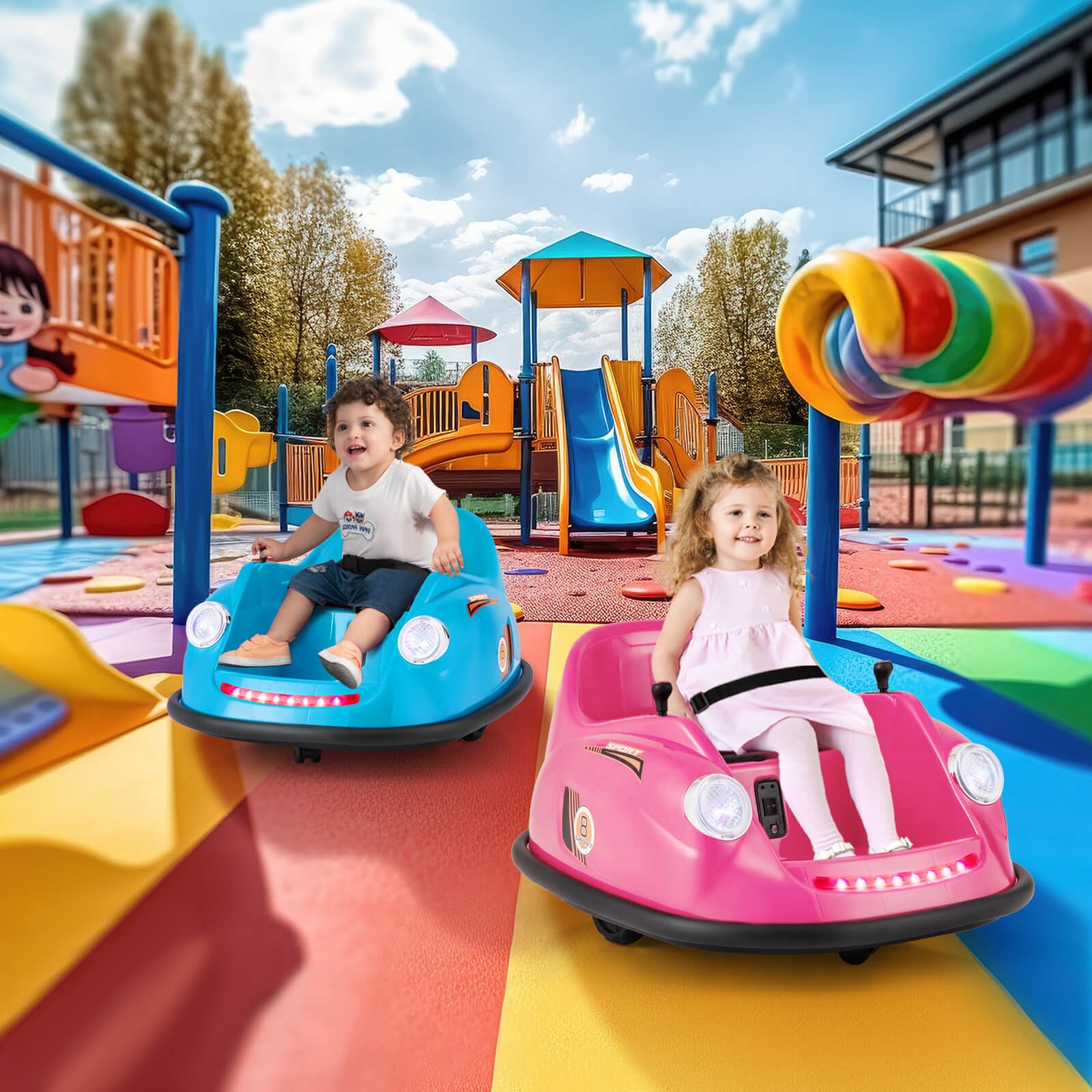 Ride on Bumper Car for Kids with Remote Control 360 Degree Spin LED Light