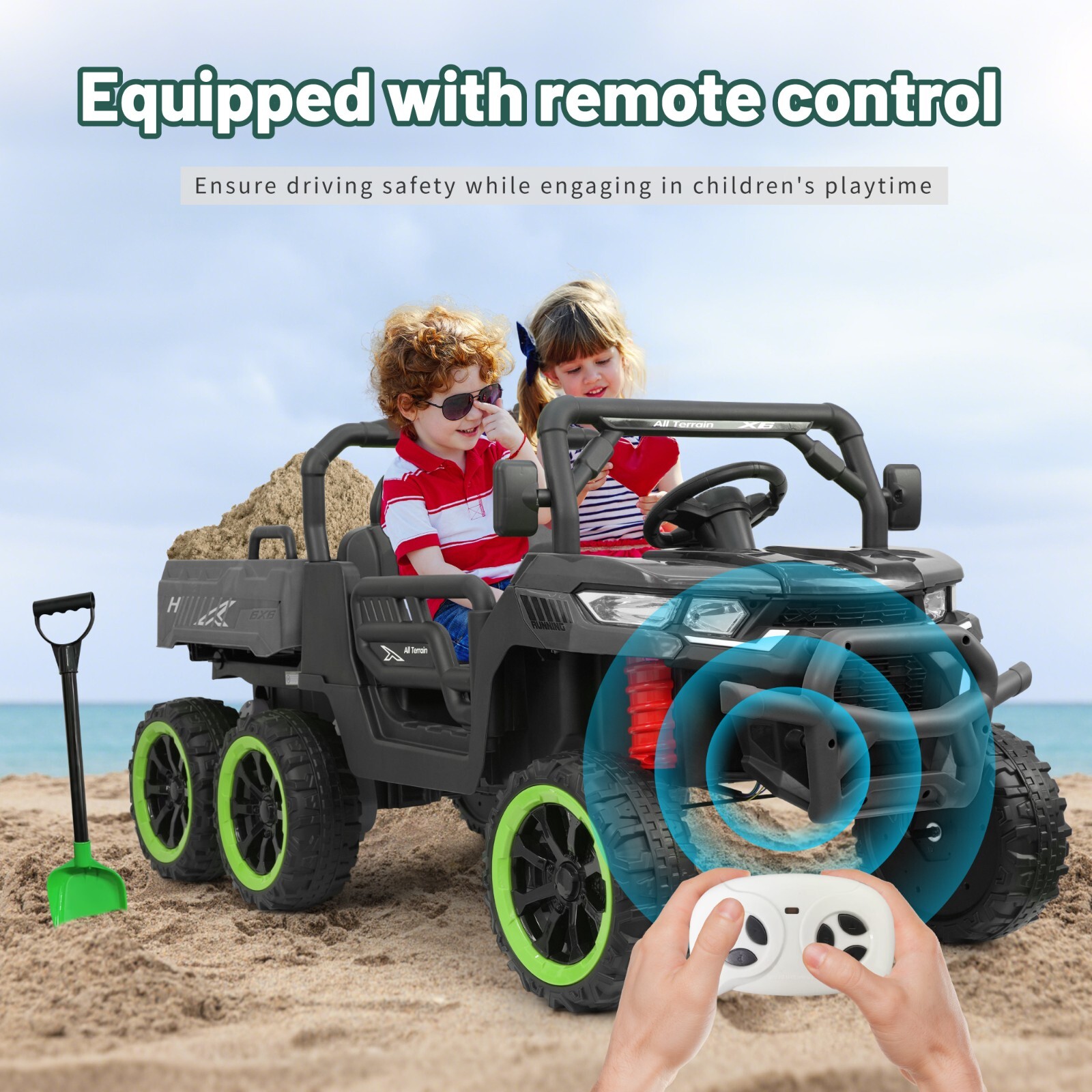 24V Kids Ride on Toy 2 Seater Electric Truck 2 Speed 4-7mph with Remote Control