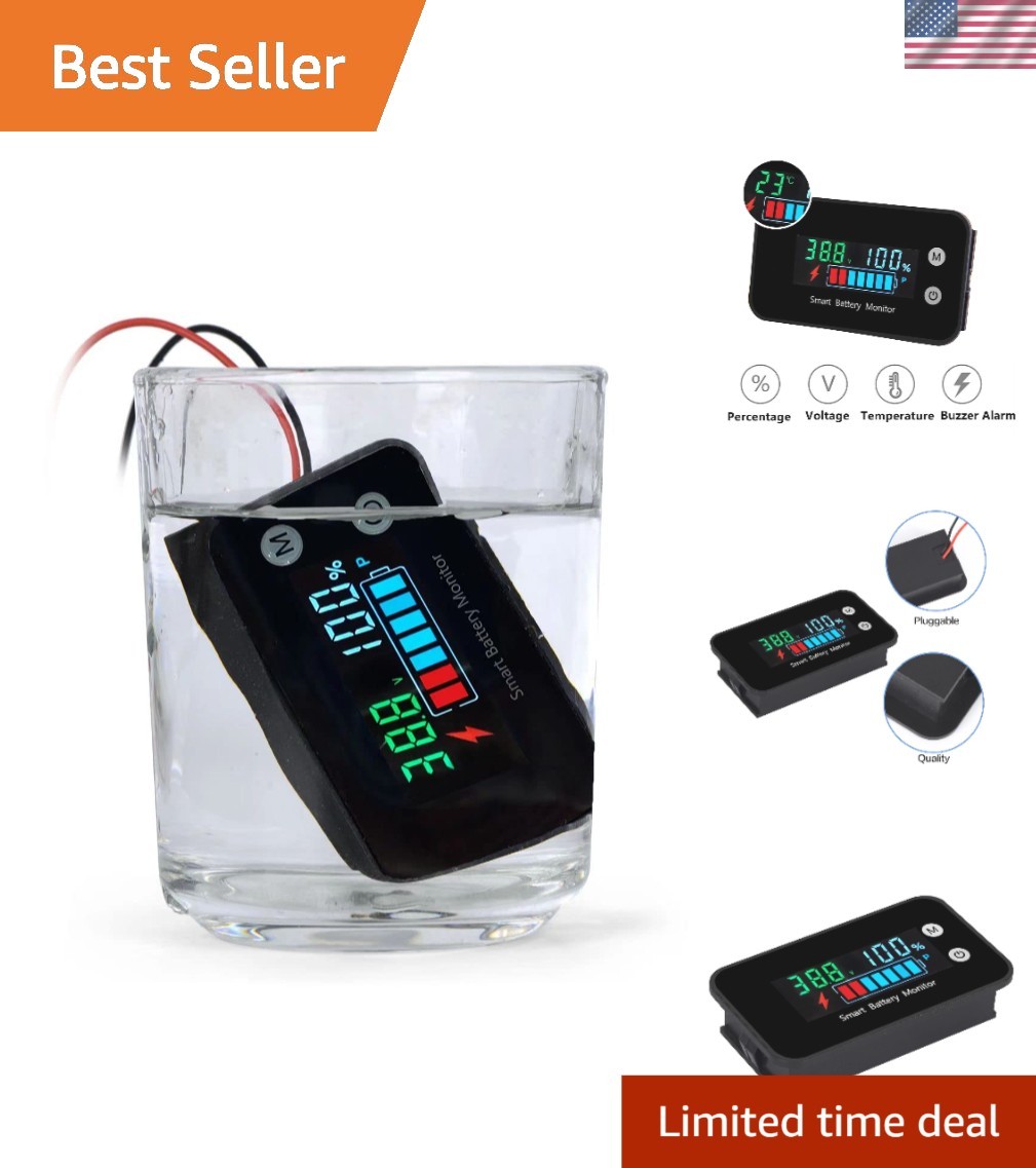 Waterproof Battery Monitor12v 24v 36v 48v 60v 72v,Car Motorcycle Golf cart Ba…