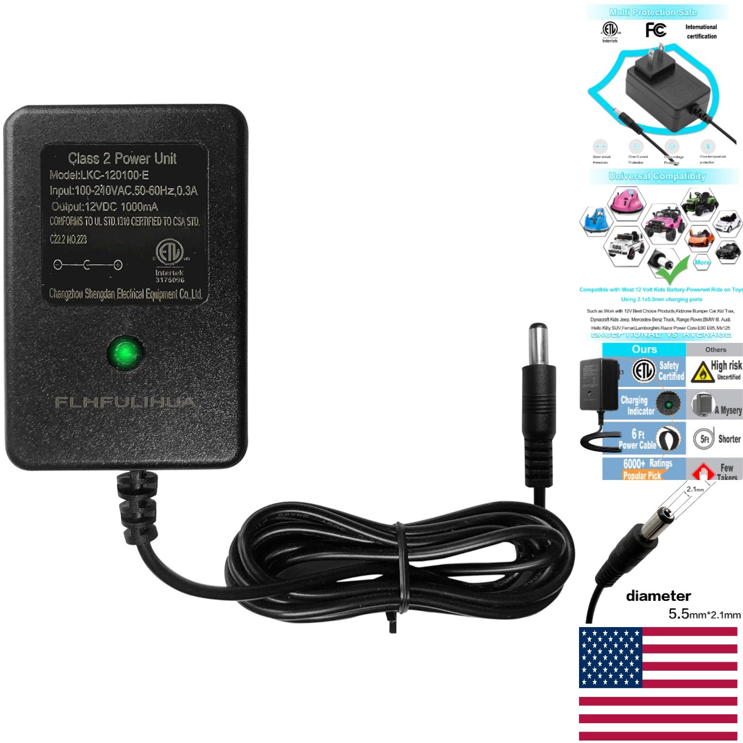 Lightweight 12V Battery Charger for Kids’ Electric Cars – Overcharge Protection