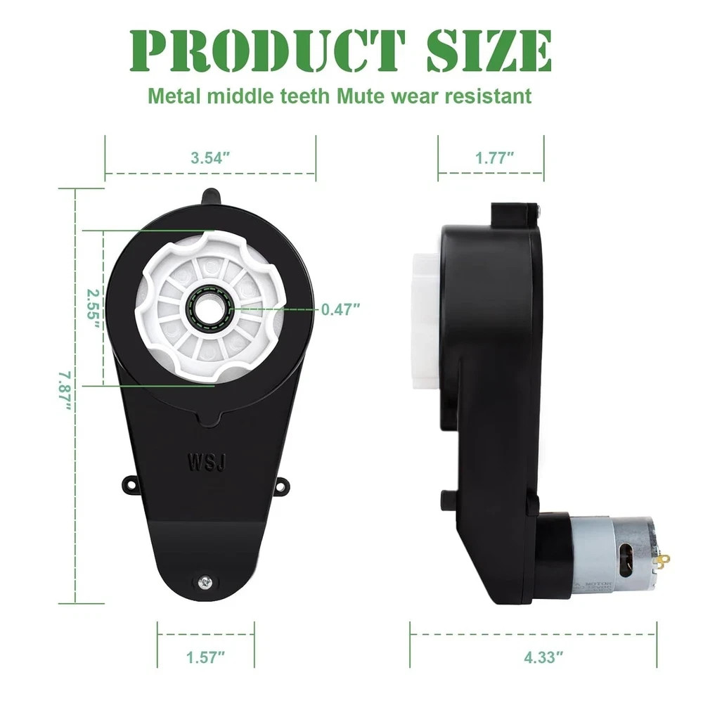 2 Pcs Kids Ride On Car Gearbox 550 12V Motor 40000RPM Electric Motor Gearbox