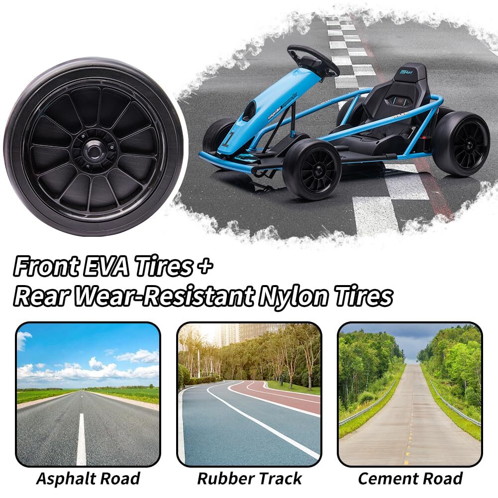 24V Electric Go Kart for Kids Ride on Go Kart Drifting Circling Car Music Gift