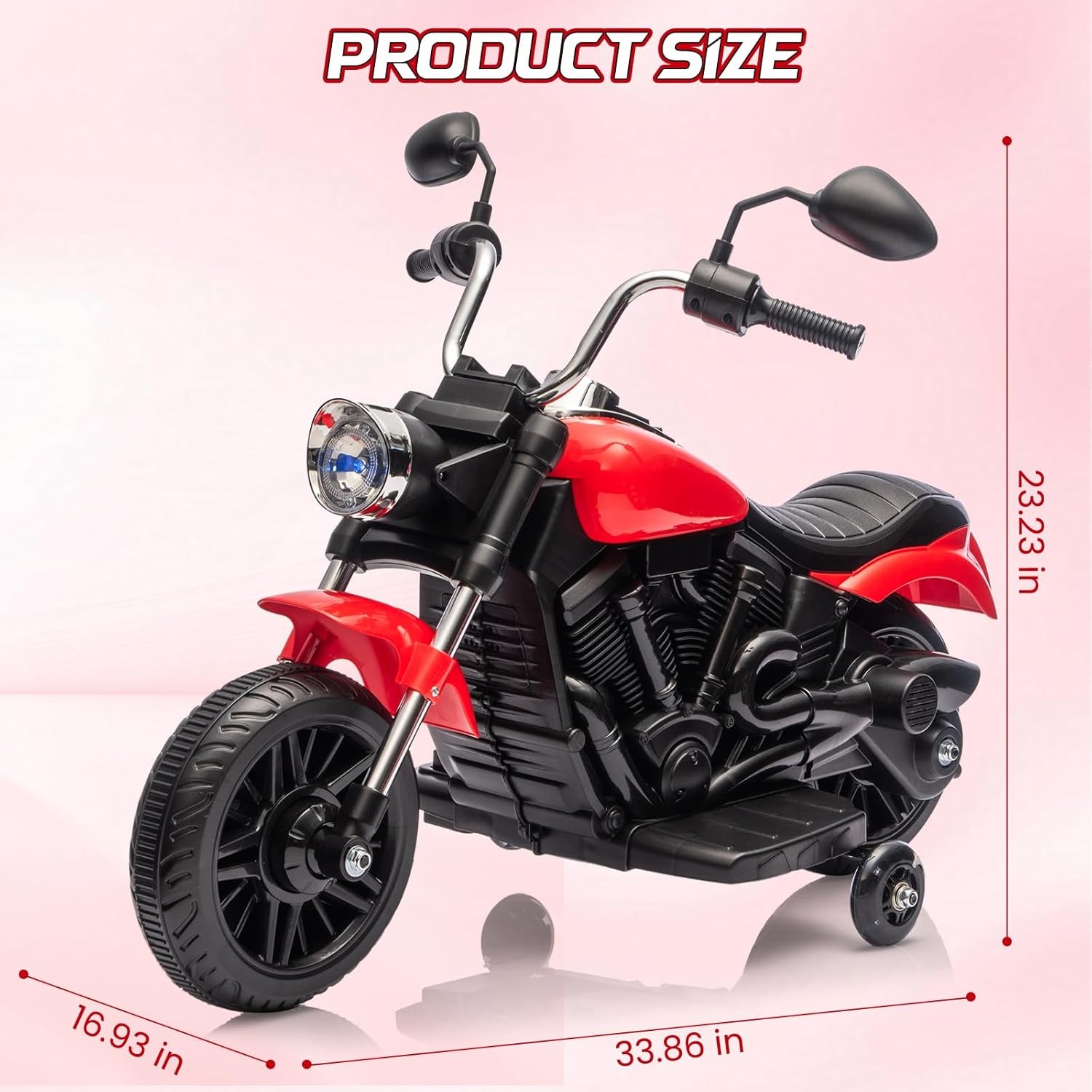 12V Electric Motorcycle for Kids,3-Wheel Ride On Toy w/Detachable Training Wheel