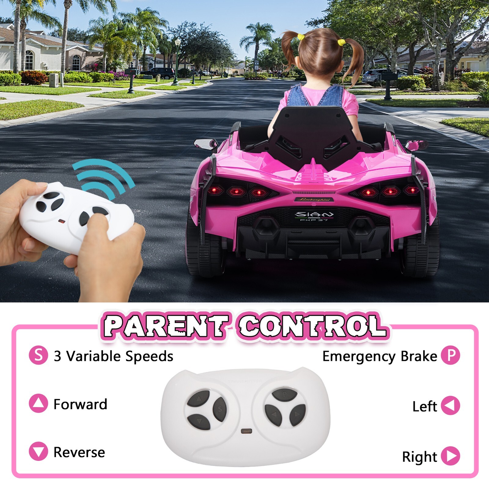 TOBBI 12V Kids Ride On Car Lamborghini SIAN Electric Vehicle w/Remote Control