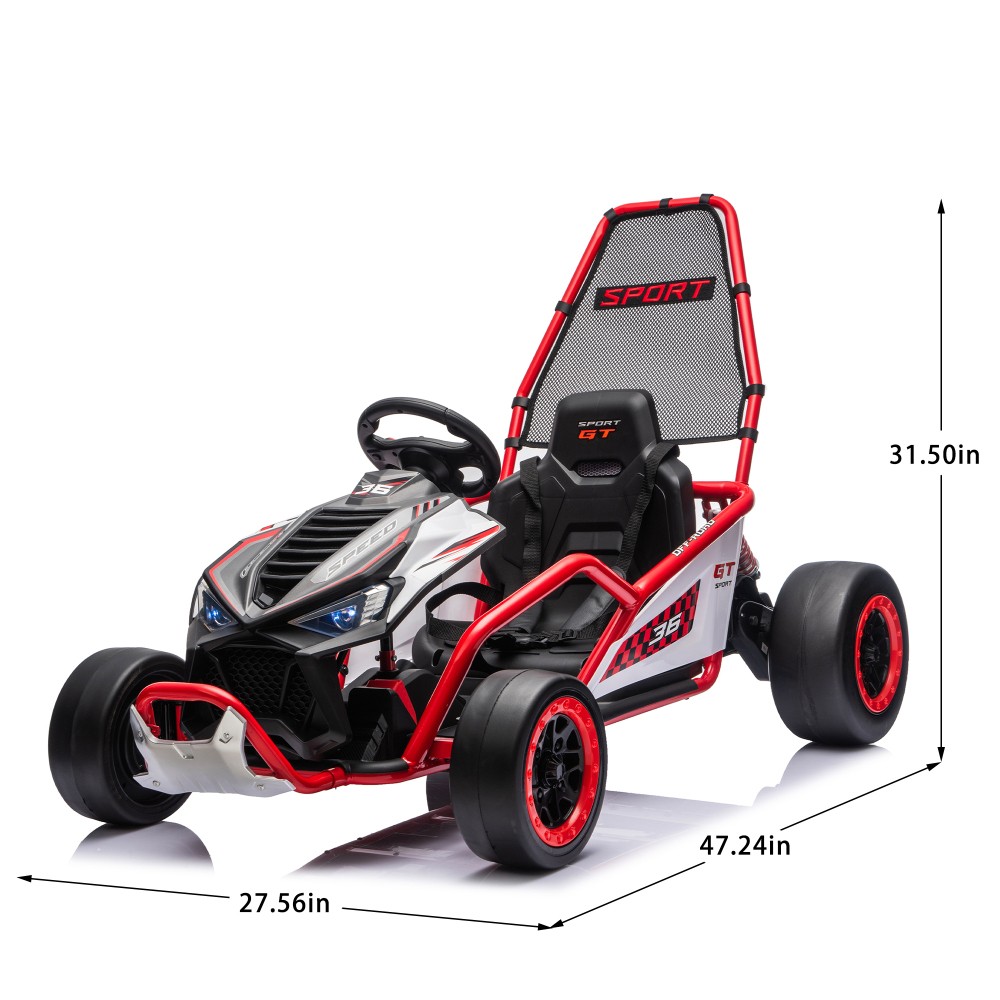 24V 400W Kids Ride on Drift Car Electric Go Kart 5-7.5 MPH with Music Bluetooth