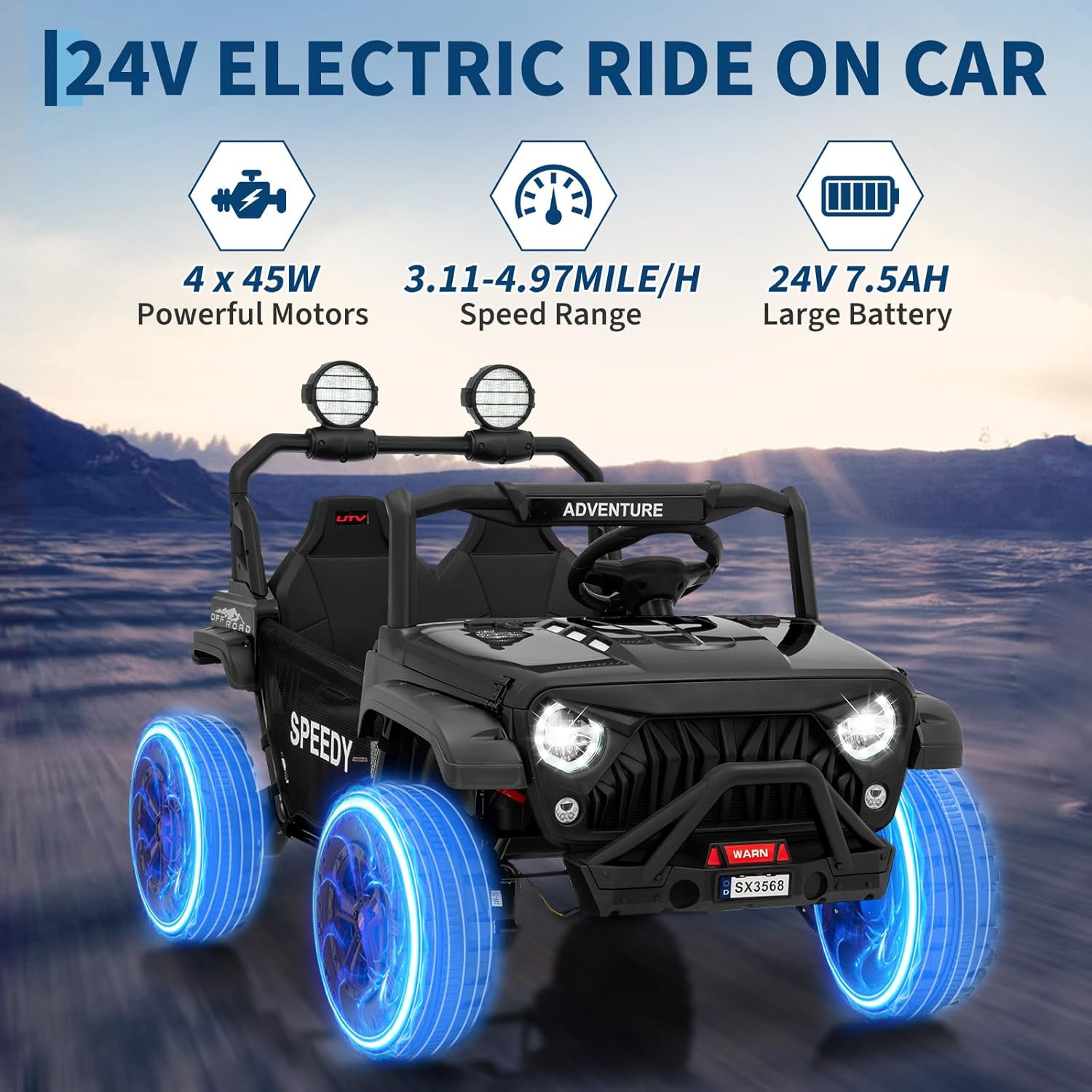 2 Seater Ride on Car for Kids 24V with Remote Control, 24V Ride on Toy,Fast 4.97