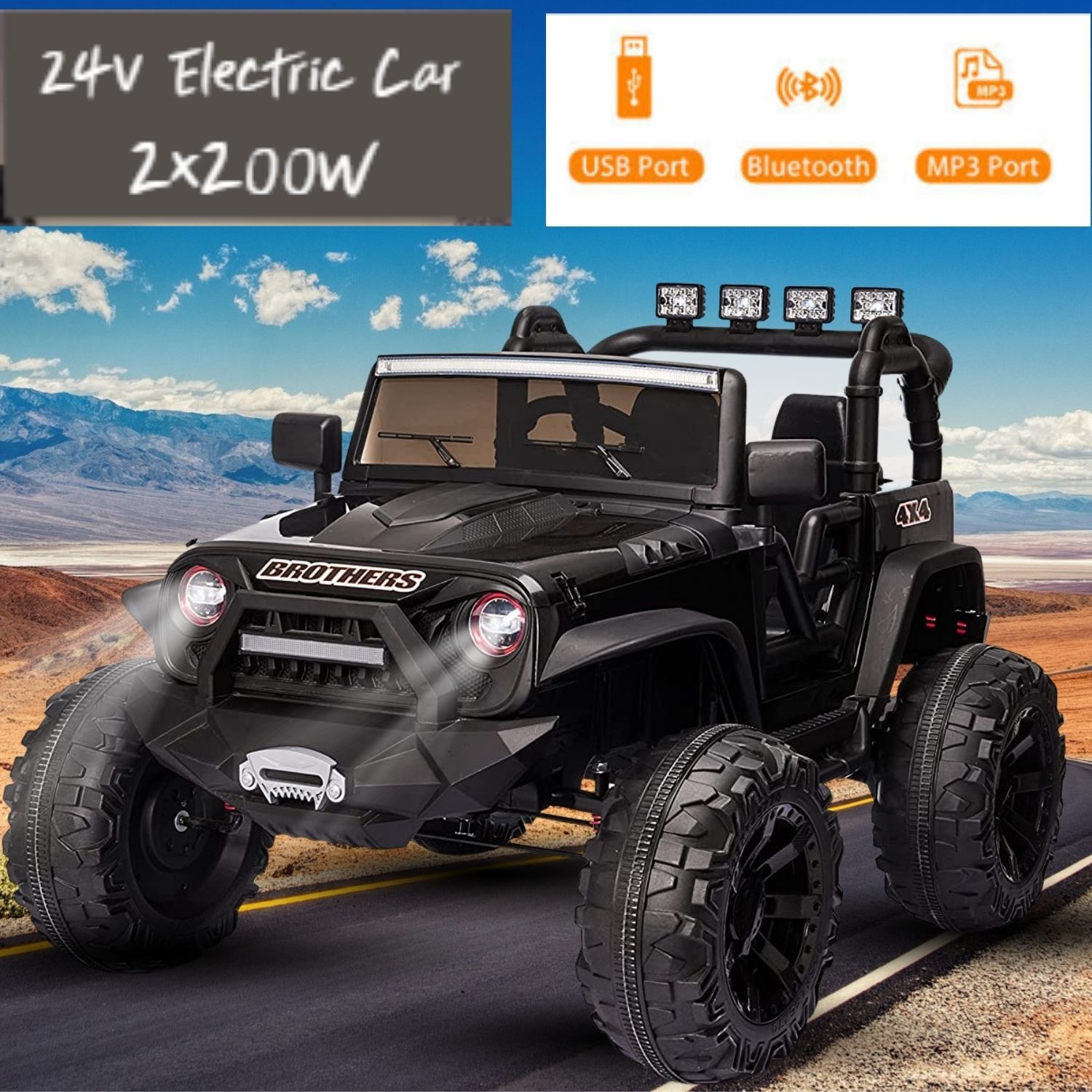 24V Kids Ride on Jeep 4X4 OffRoad Ride on Truck Battery Powered Electric Vehicle