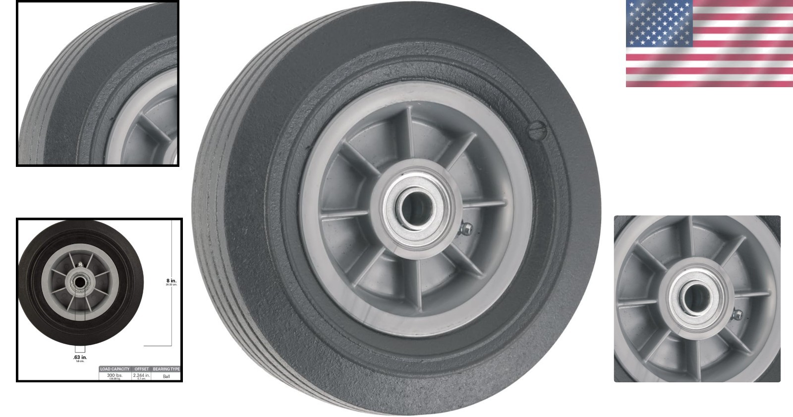 Titan 8″ Flat Proof Replacement Wheel, 300 lb Load Capacity