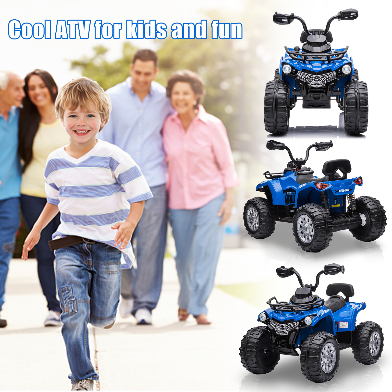 12V Electric Car Kids Ride On ATV 4-Wheel Electric Cars for Kids 3-6 Years Old