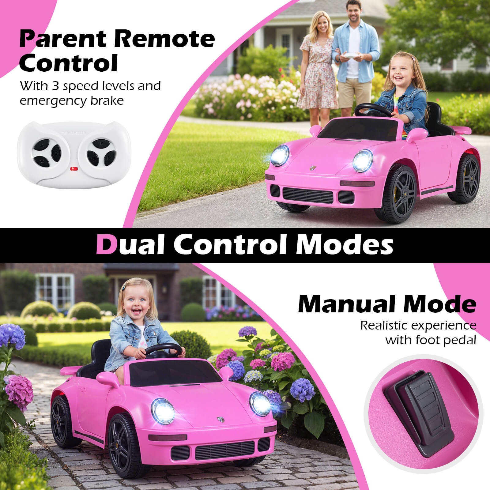 12V Licensed RUF CTR Kids’ Electric Vehicle w/Remote Control, LED Lights, Music