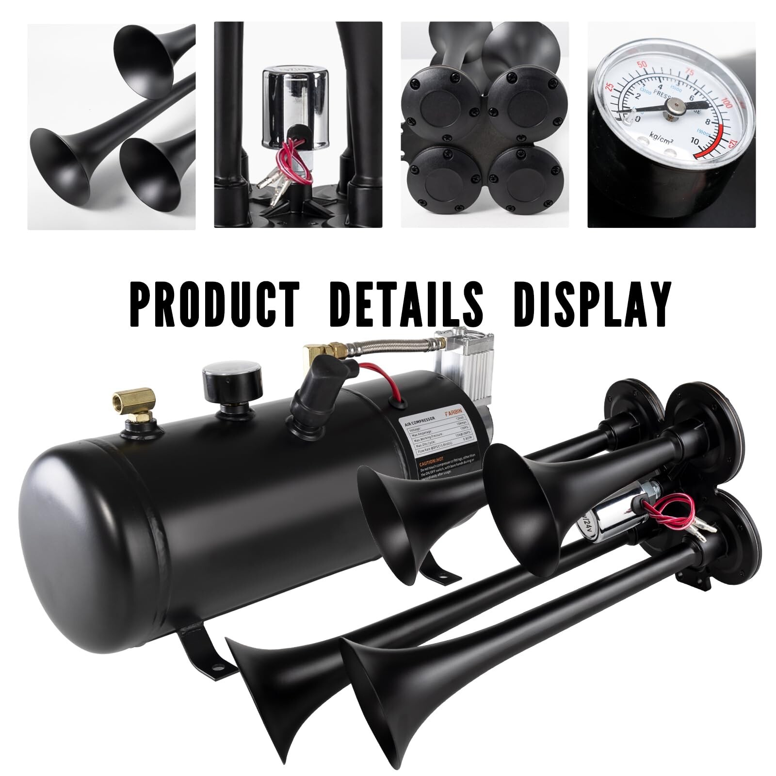180db Air horn with 0.8 gallon Air Compressor, Super loud train horn kit with…