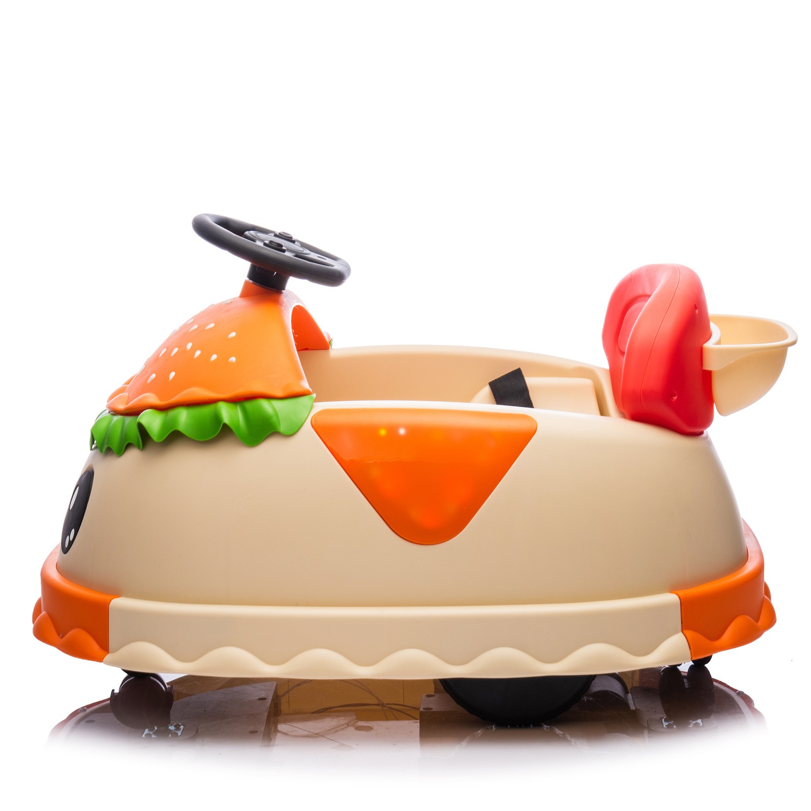 12V Kids Ride On Electric Bumper Car Cute Hamburger Design Storing Space For 2-5