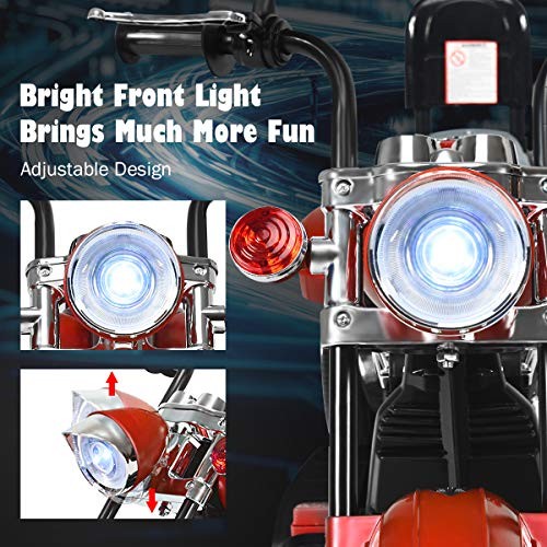 Red 6V Battery Powered Ride on Chopper Motorcycle – Kids Motorcycle – Horse Red