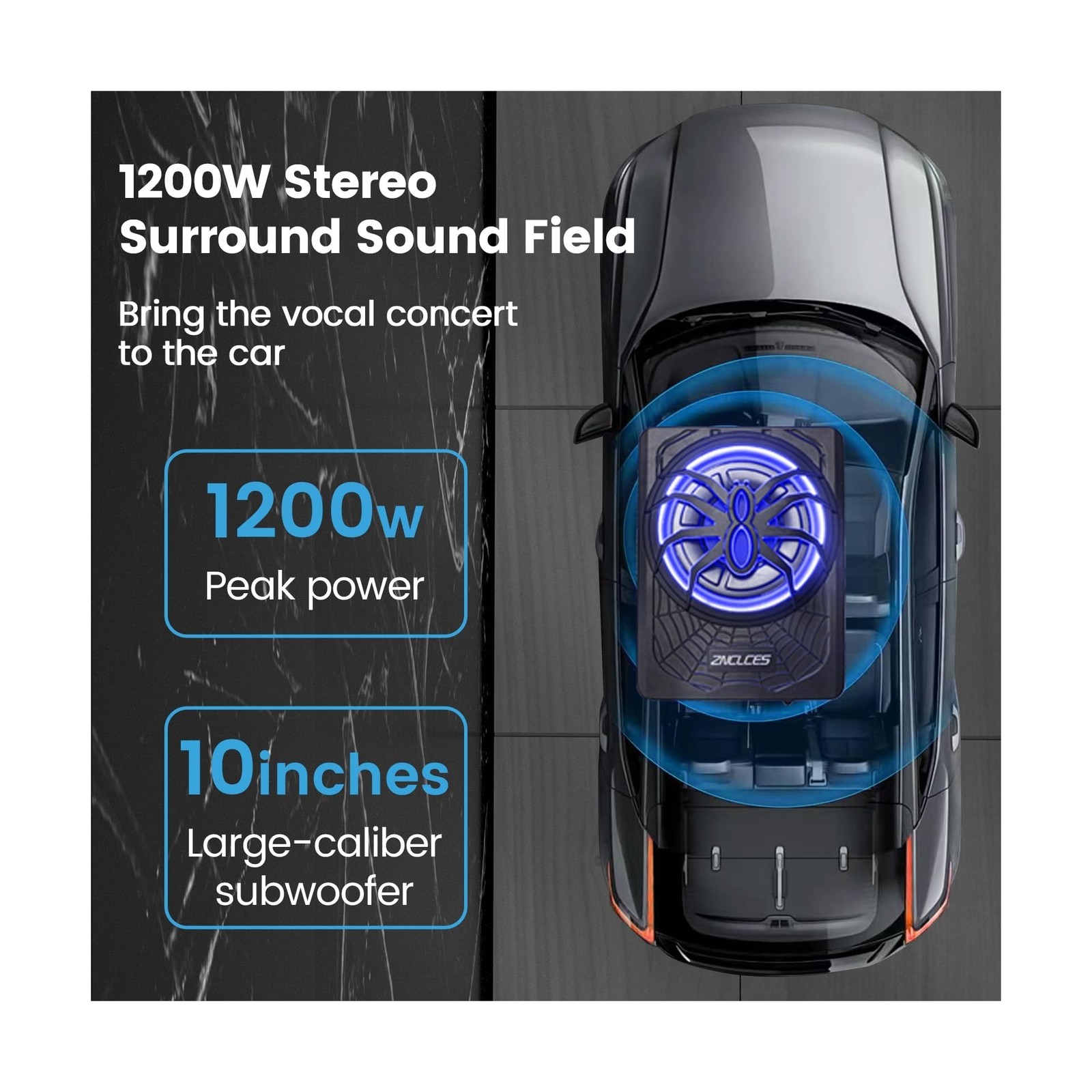 2025 Upgraded 10″1200W Slim Under Seat Powered Car Subwoofer, Car/Truck Sub B…