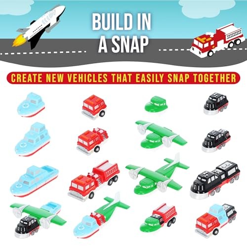 Magnetic Vehicles for Toddlers 1-3, Mini Mix or Match Car Toys, Set of 9 Gift