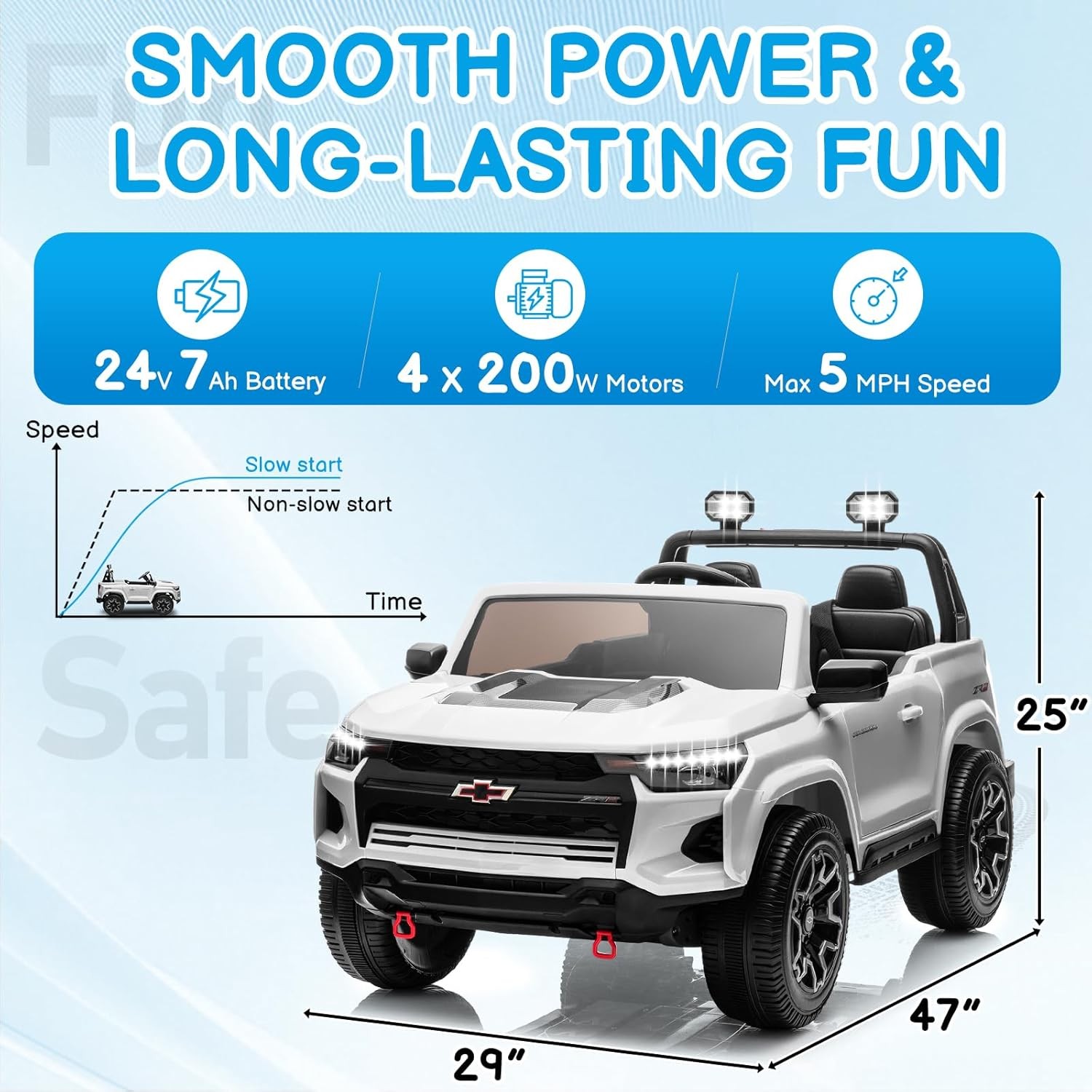 24V Licensed Chevrolet Colorado Electric Car for Kids, Ride on Toys for Toddlers