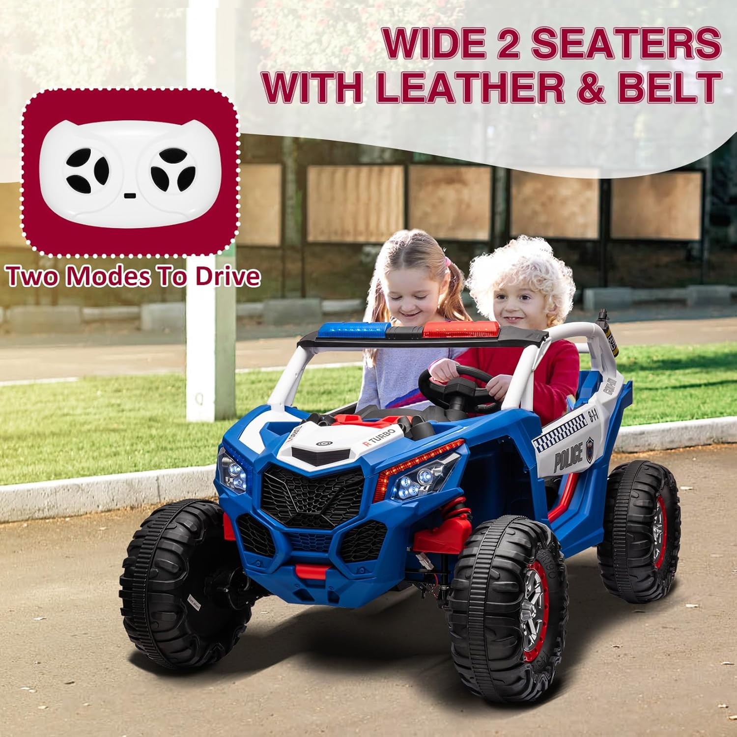 24V 2-Seater 4WD Kids Truck 300W Power with Remote, Spring Suspension Multicolor