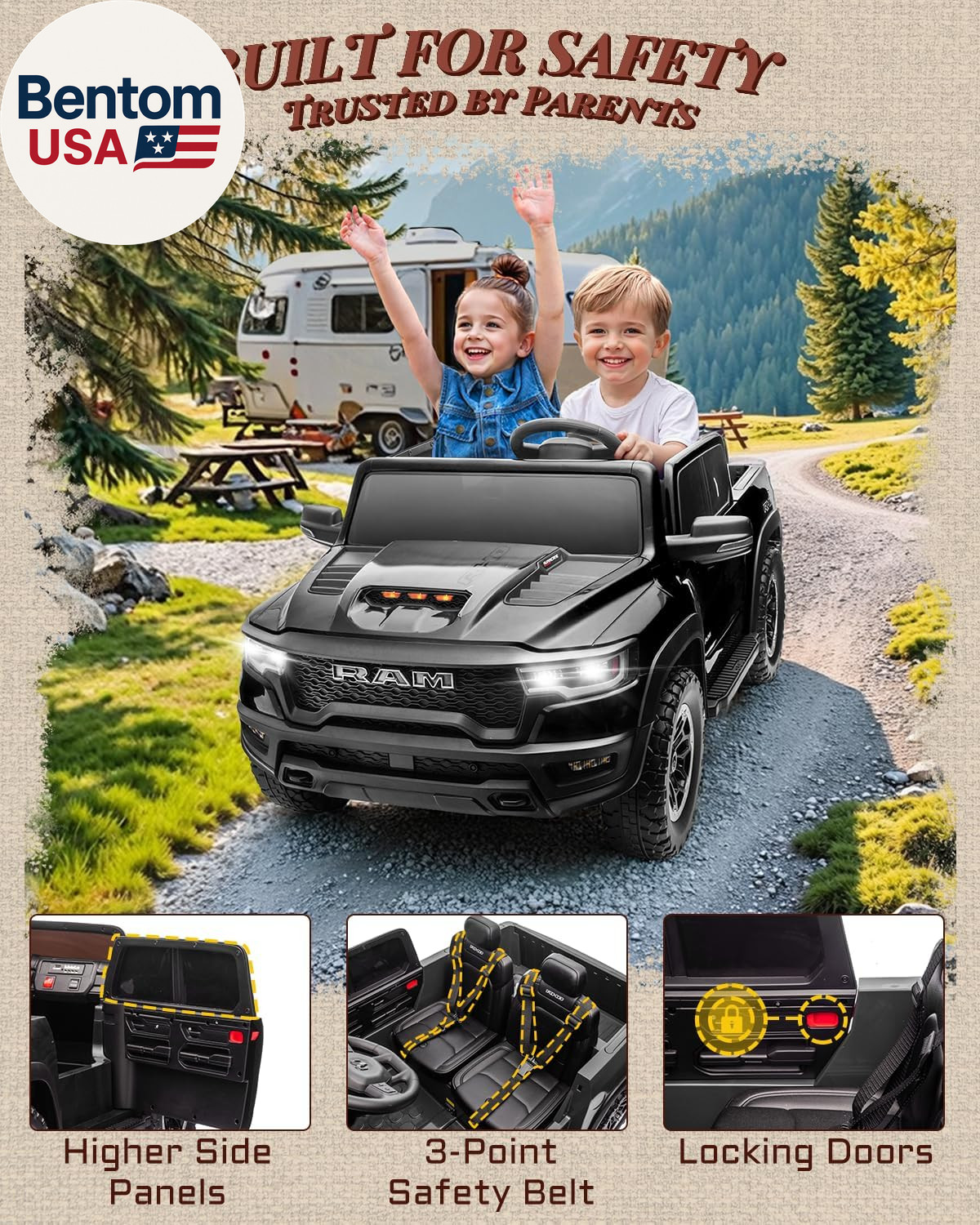 24V Ride on Toys for Big Kids, Licensed RAM 1500 RHO Electric Car for Kids W/Rem
