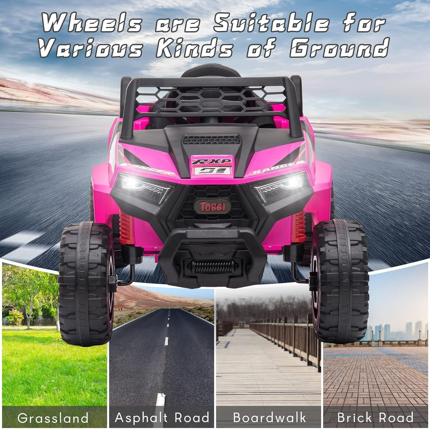 12V Kids Ride on Car, Electric Off-Road UTV Truck W/ Forward and Reverse Functio