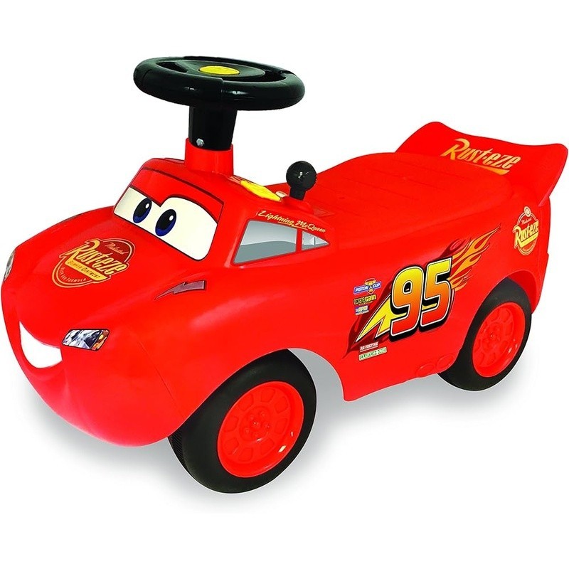 McQueen Ride-On Toy W/ Engine Sounds Flashing Lights Safe Fun For Beginners New
