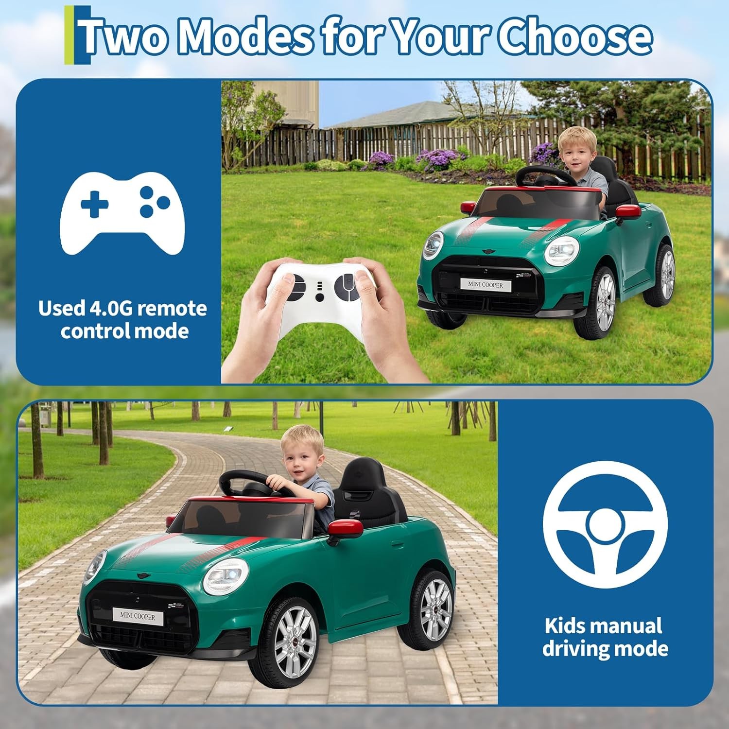 12V BMW Mini Cooper Licensed Ride on Car for Kids Electric Toy Car with Remote