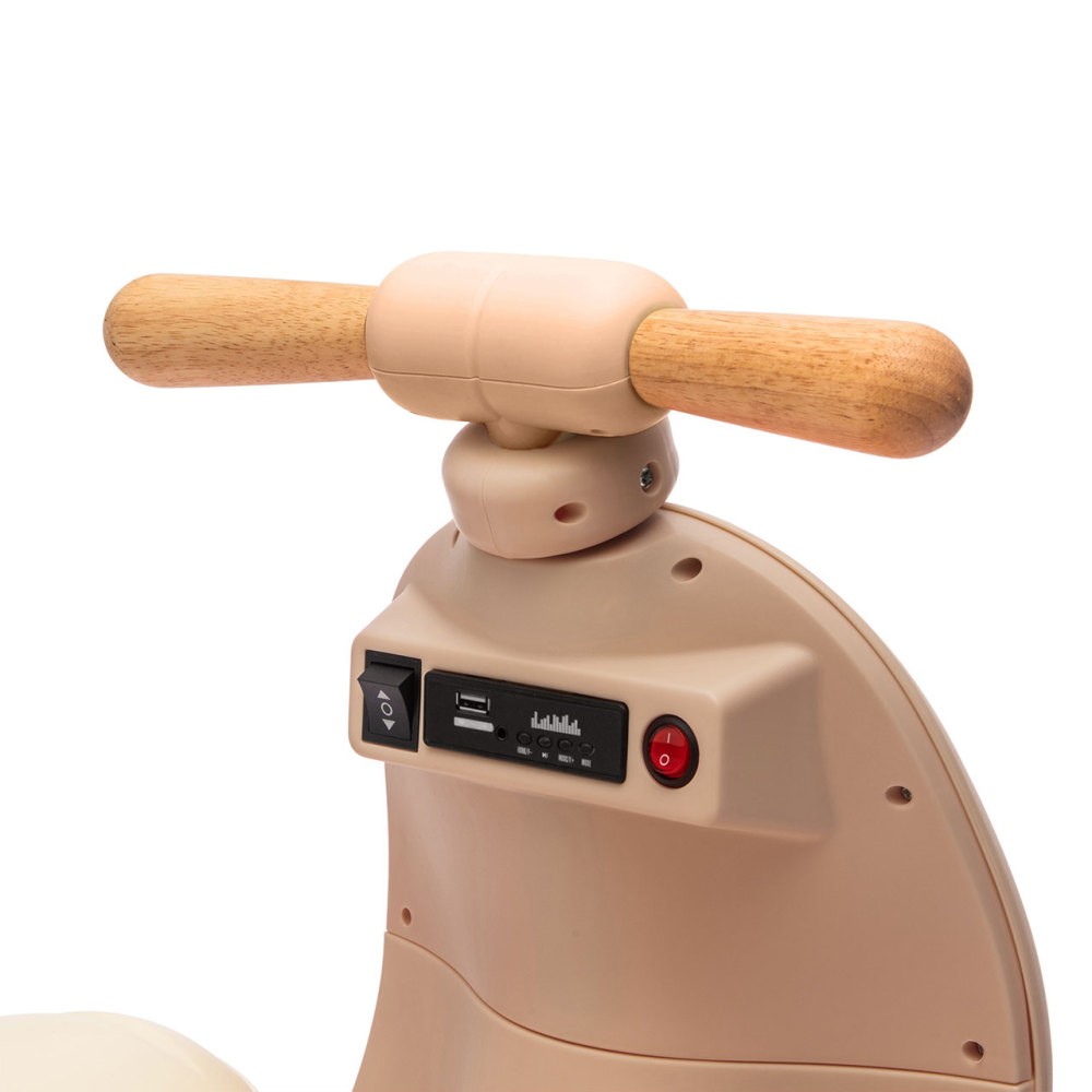 Kids Electric Motorcycle with Parent Control Three-Wheel Stable Wooden Handle