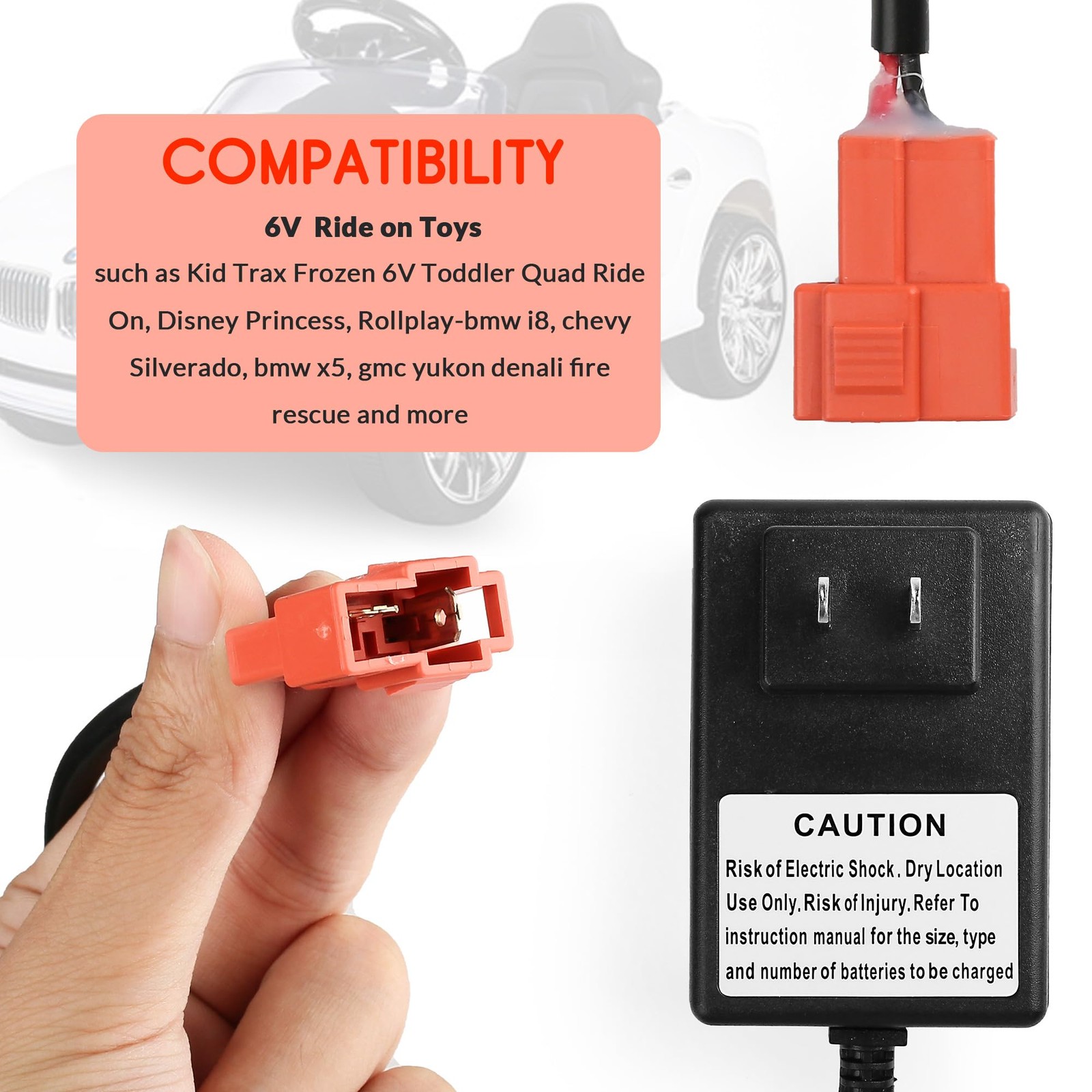 Battery Charger for 6V Ride On Toys, Power Supply Adapter for Kid Trax Frozen…