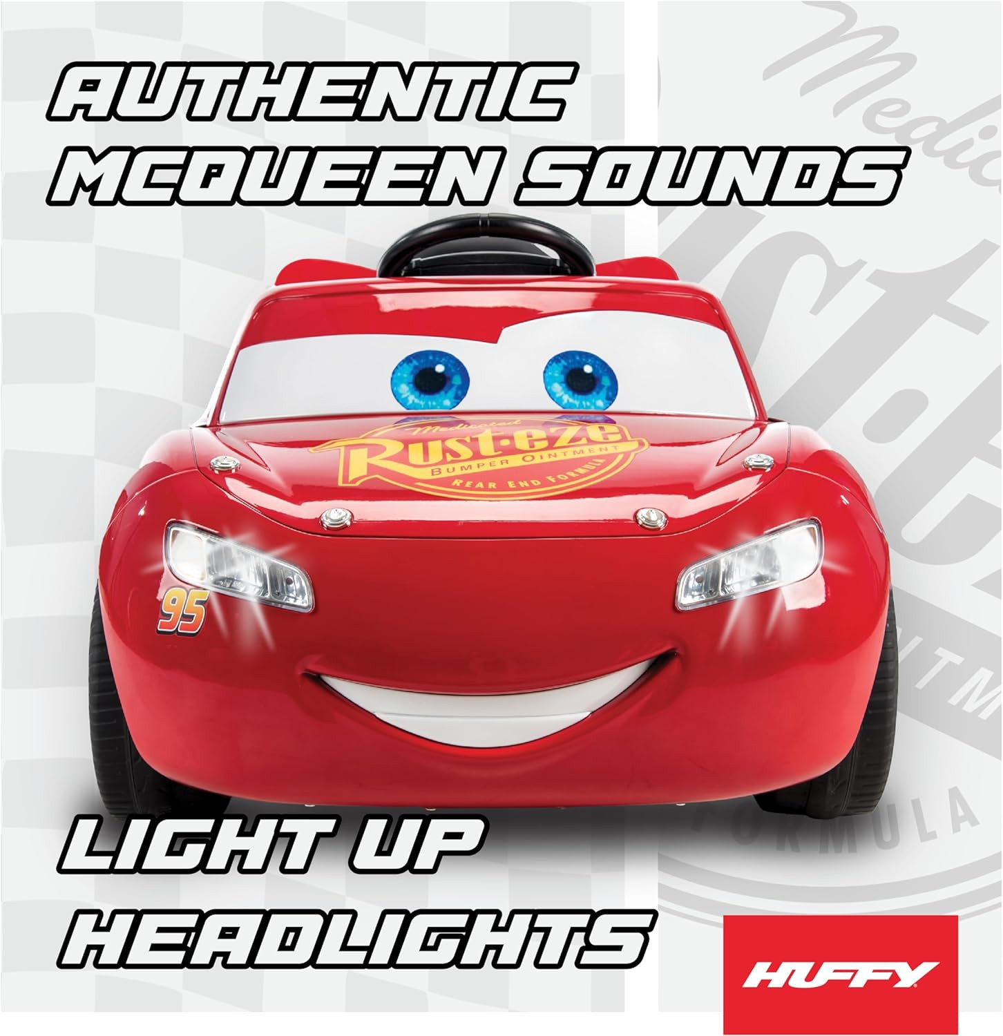 Cars Lightning Mcqueen 6V Ride-On Toy Car with Headlights & Engine Sounds, Foot