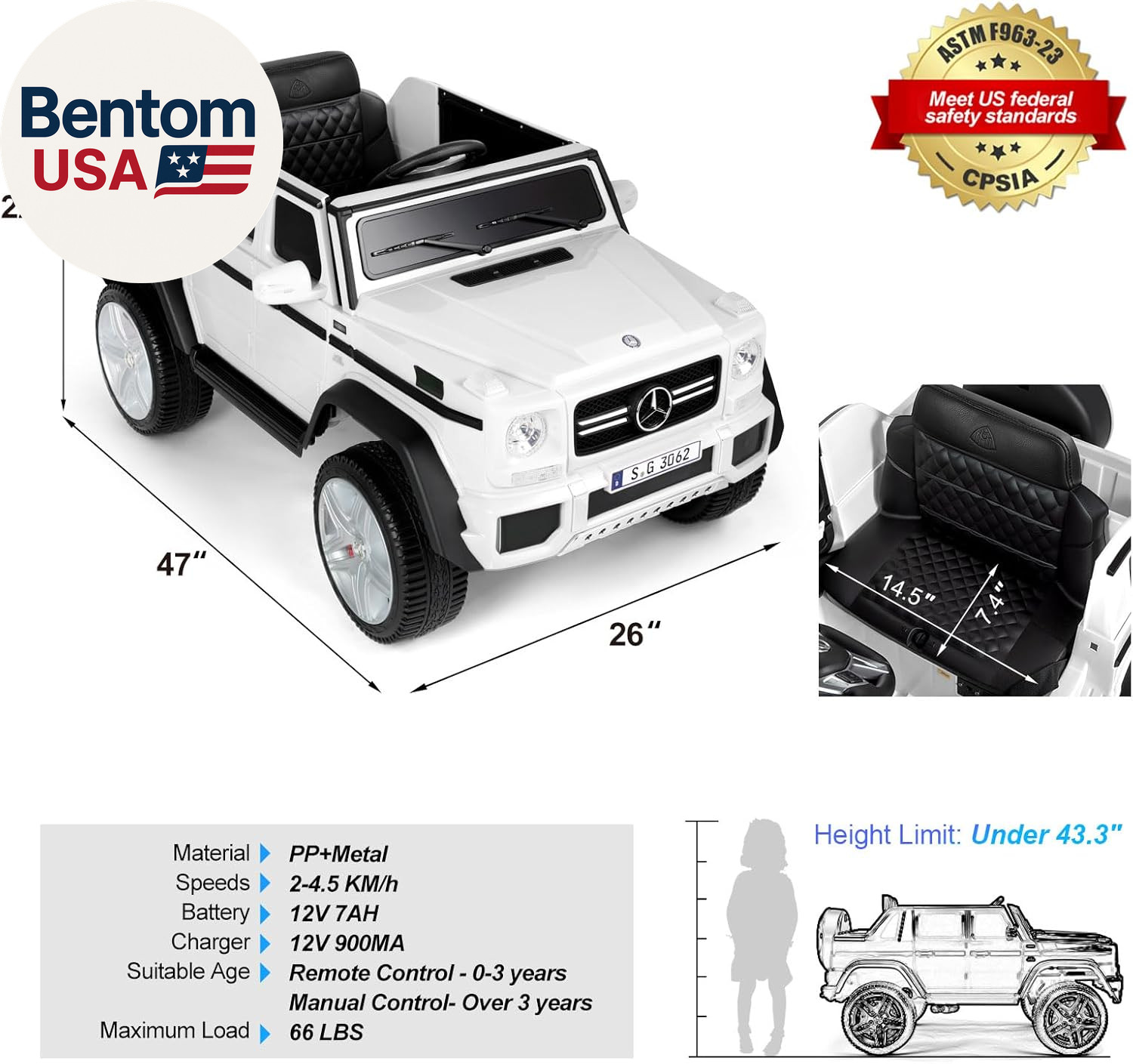 JOYLDIAS Kids Ride on Cars, Licensed Mercedes-Benz Maybach G650S, 12V7AH Battery