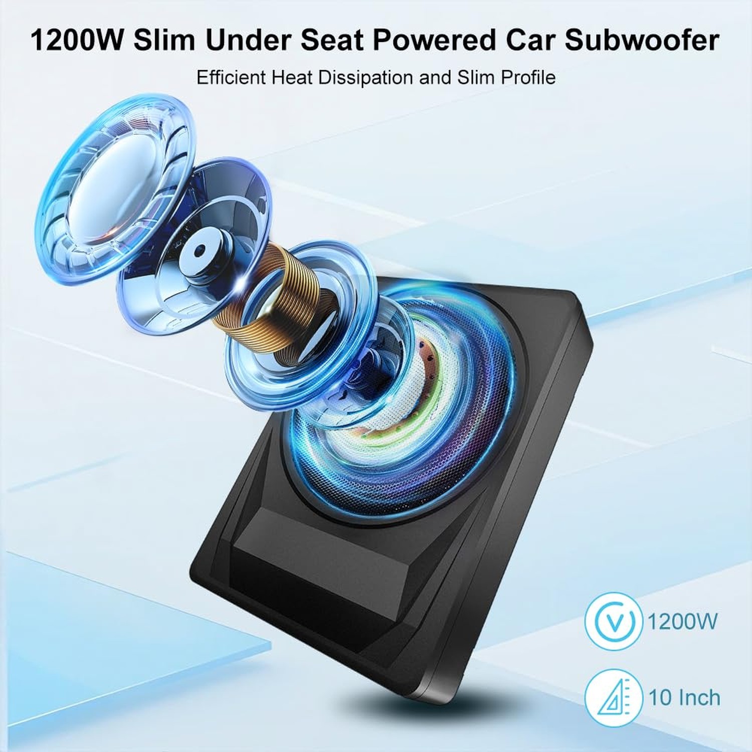litillbuly 1200W Car Subwoofer,10 Inch Slim Under Seat Car Subwoofer and Amp …