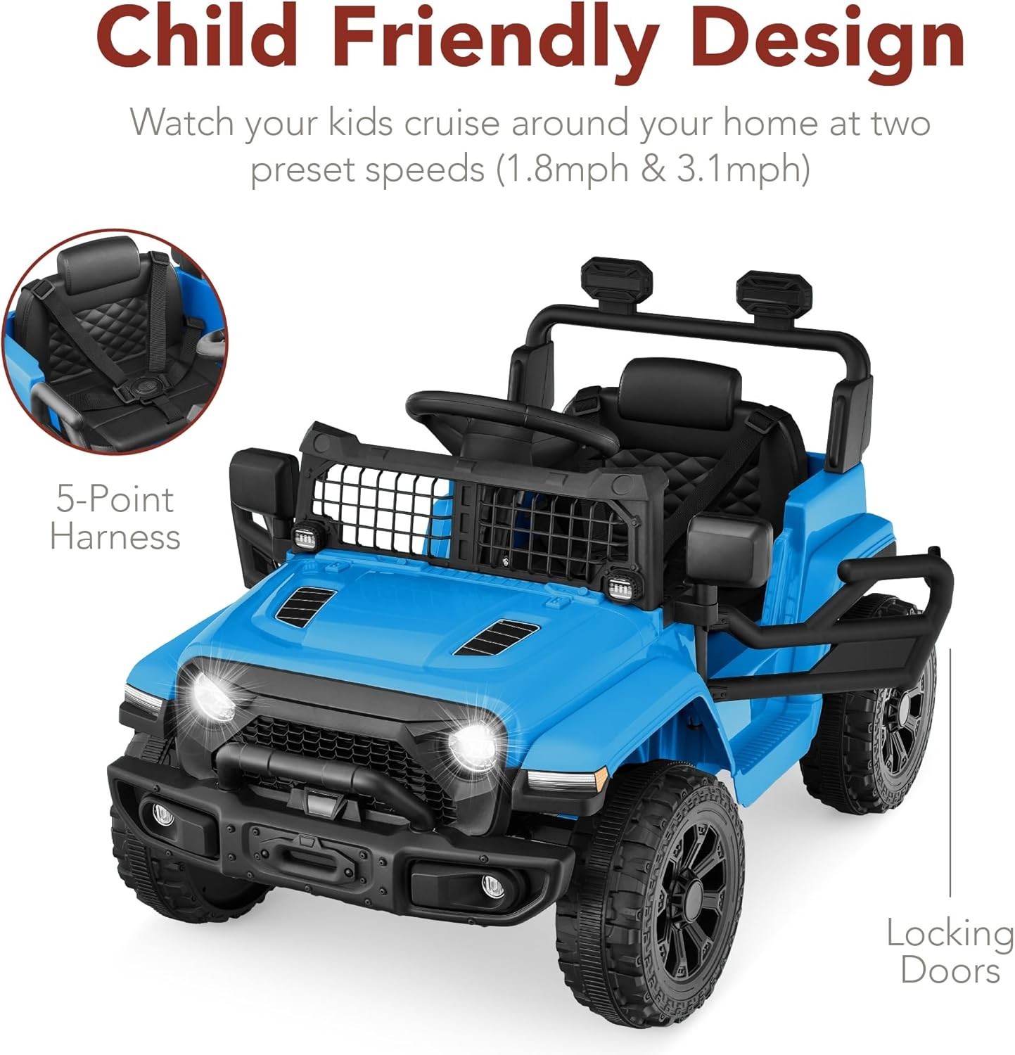 Carro Electrico Para Niños De 3 A 5 Años Montar Manejar Y Jugar Con Luces NUEVO