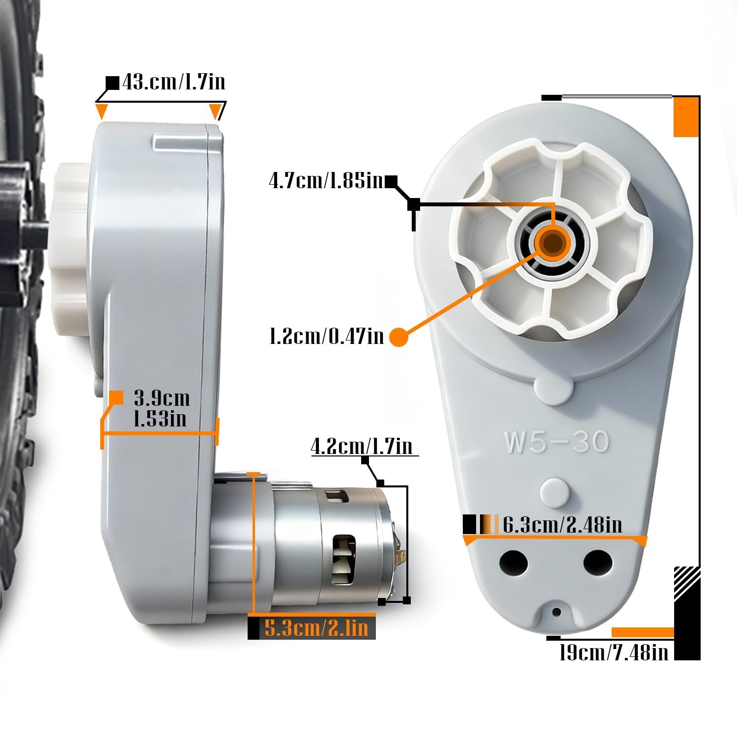 24V RS775 Fast Motor Gearbox Pair for Power Wheels Upgrade – 12V-24V High Torque