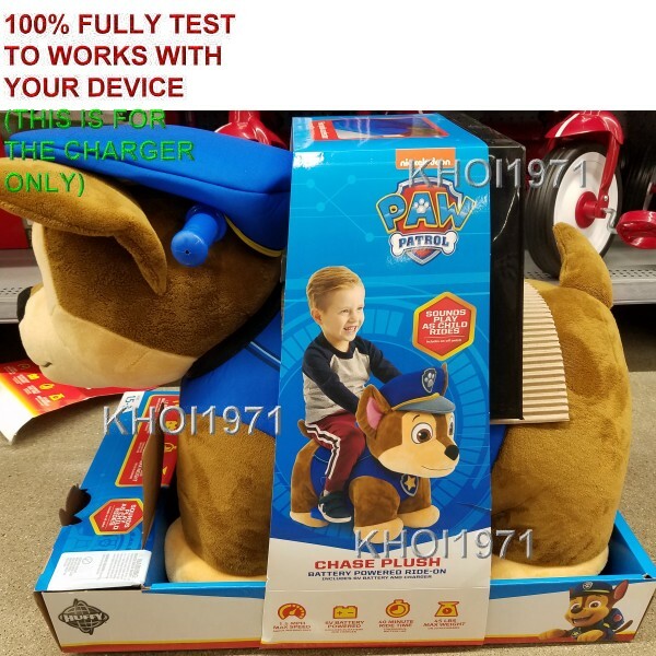 WALL charger AC adapter FOR 19089 Huffy PAW Patrol Chase Plush ride on Nick 6V