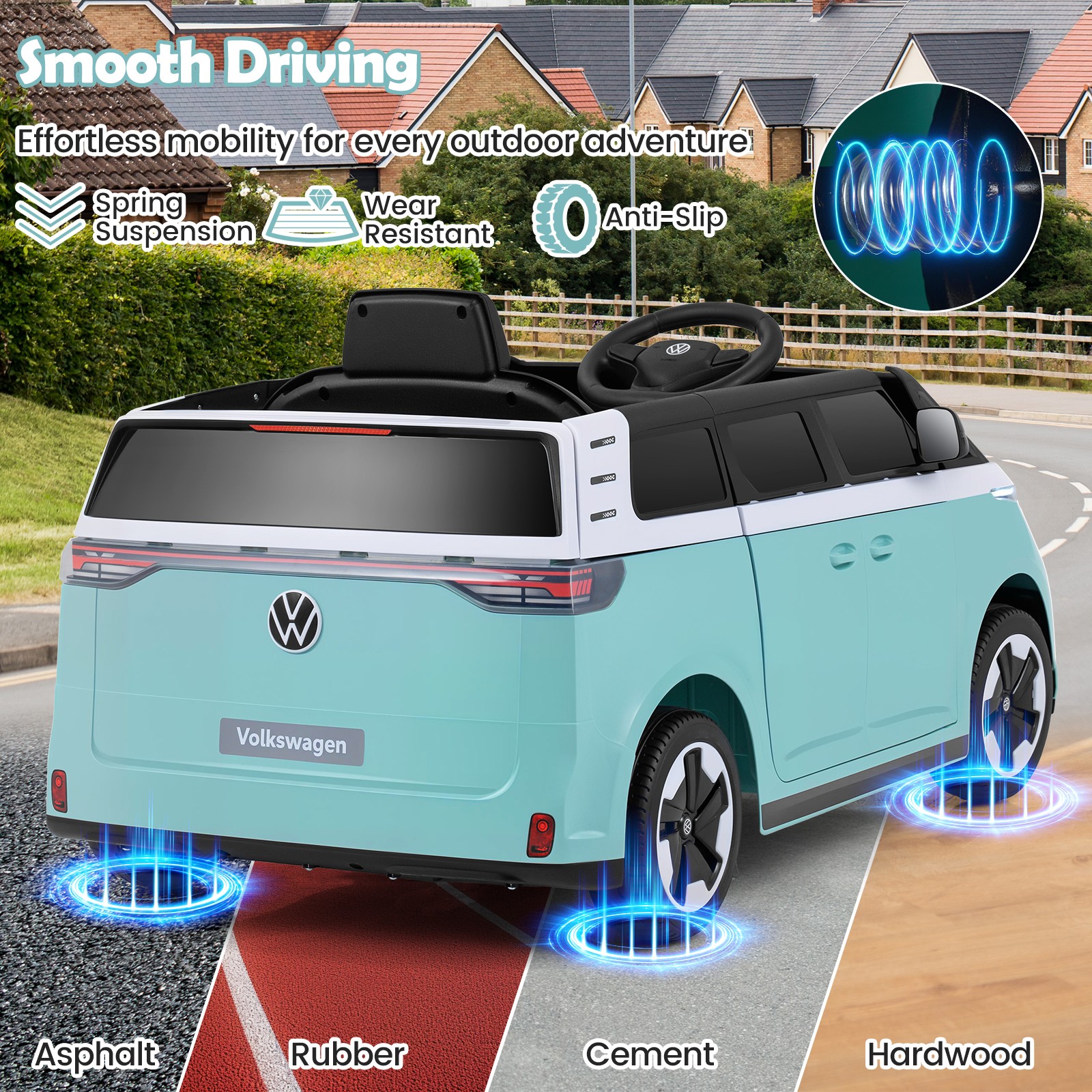 Licensed Volkswagen Ride on Car, 12V Kids Car Bus with Music, Story, Soft Start