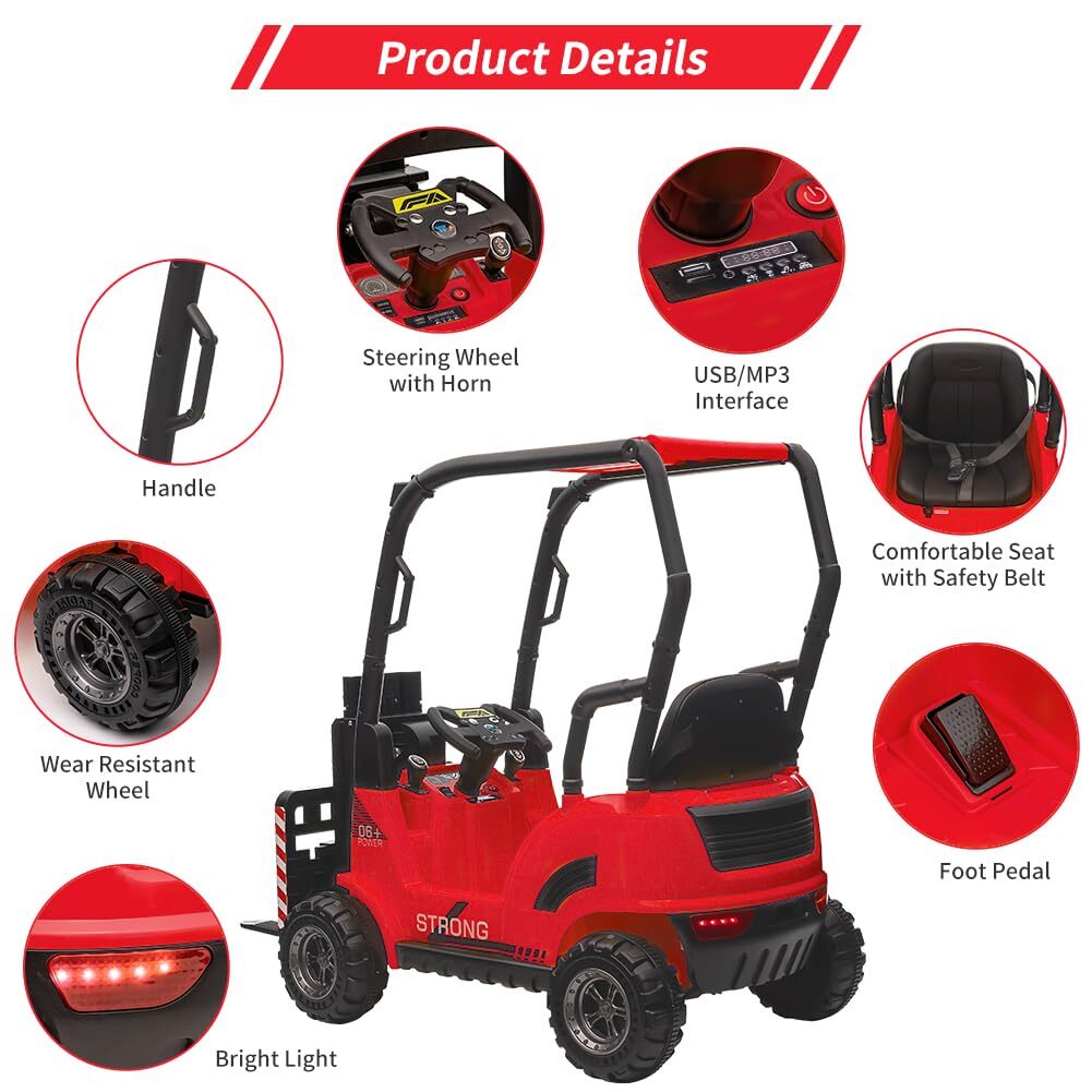 Kids Ride On Forklift Car 12V Electric Forklift Ride On Toys with Remote Control