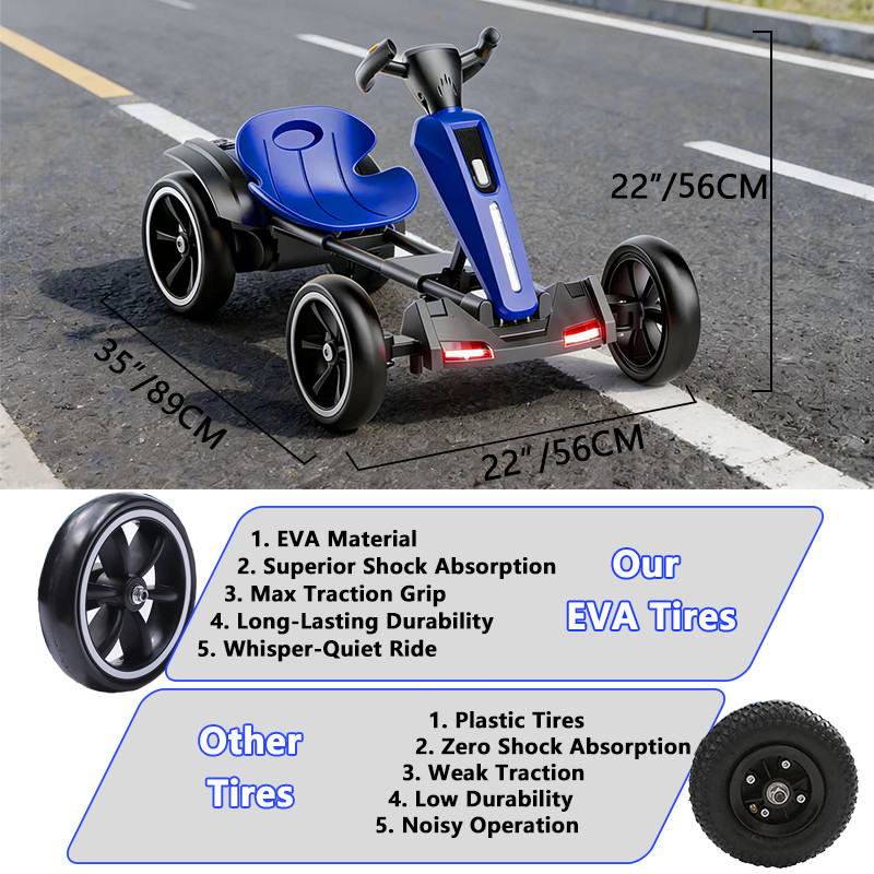 12V Kids Go Kart Electric Ride on Toy Adjustable Seat for Boys Girls 3-6 Years