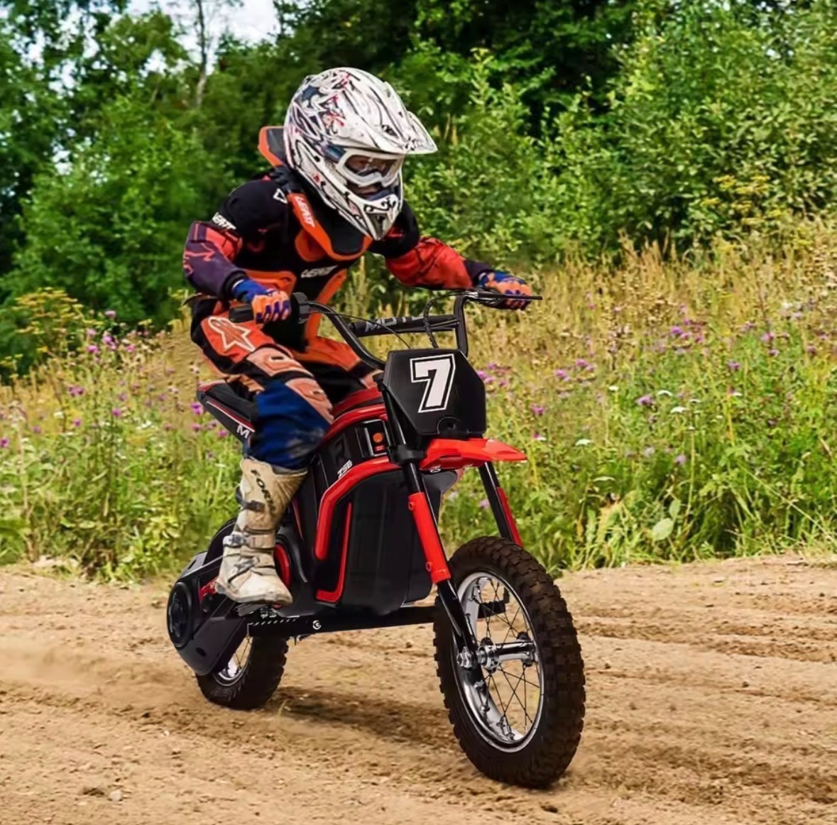 Electric Dirt Bike 350W Motorcycle for Kids w/ Tail Lights 15.5 mph & 130lb Max