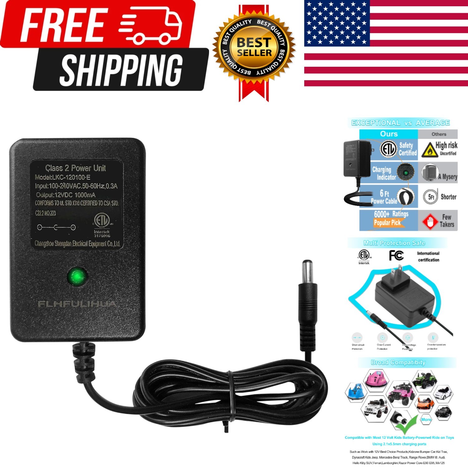 12 Volt Battery Charger for Kids Ride on Toys – Universal Charger for Best Ch…