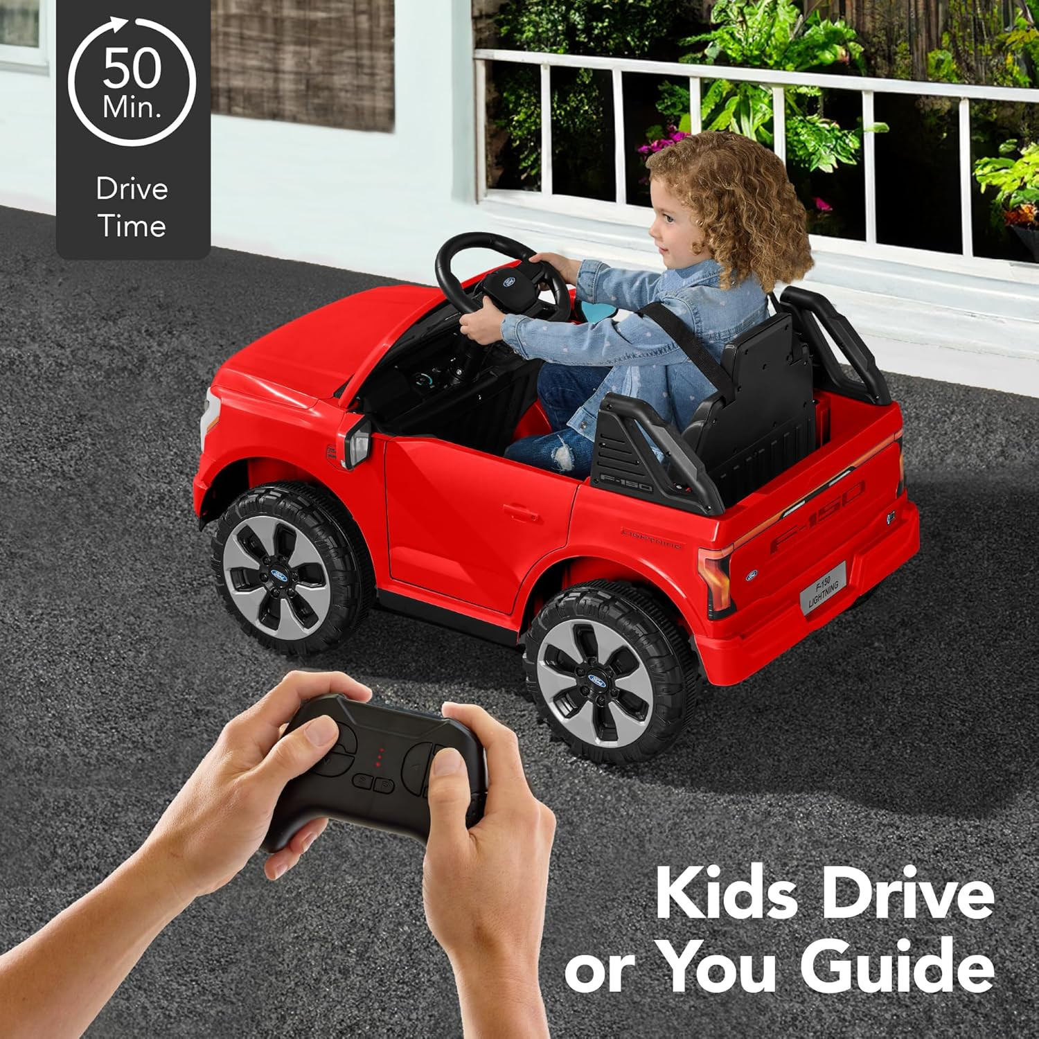 Ford F-150 Lightning 12V Electric Ride-On Truck for Kids – Red, Bluetooth, Paren