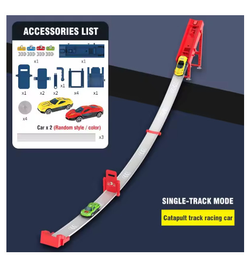 Stunt Double Wheel Racing Car Toy with DIY Track Kit for Kids