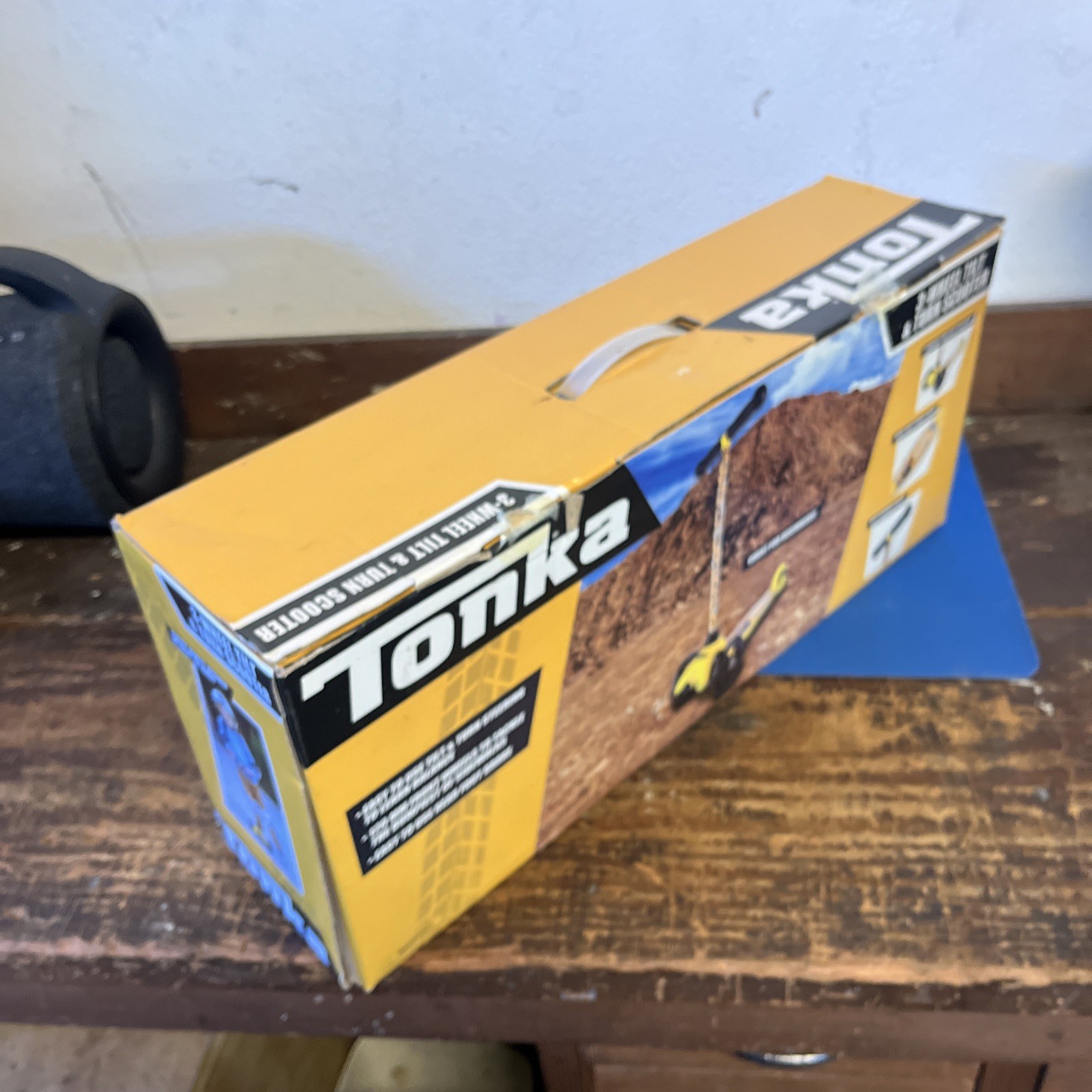 Tonka 3 Wheel Tilt N Turn Outdoor Scooter RARE Cars John Deer Yellow Age 3+ NIB
