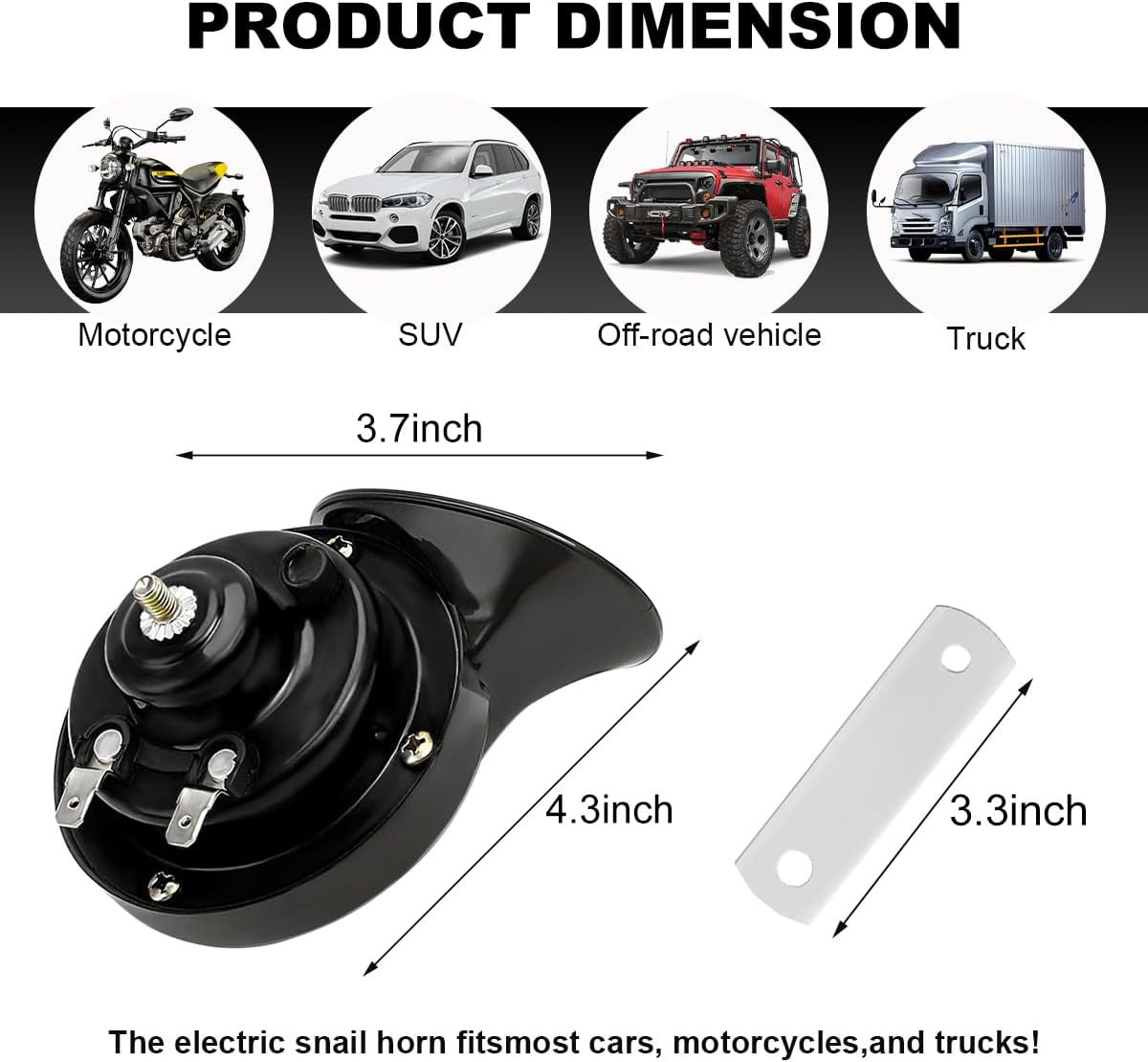 Super Loud Car Snail Horns 12V 300DB Durable Car Horn Kit High Low To…