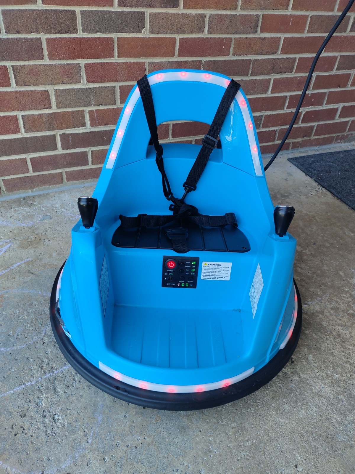 Kidzone Blue 6V Batt.Operated Ride-On Bumper Car w/ Seat Harness, LED Lights 4-7